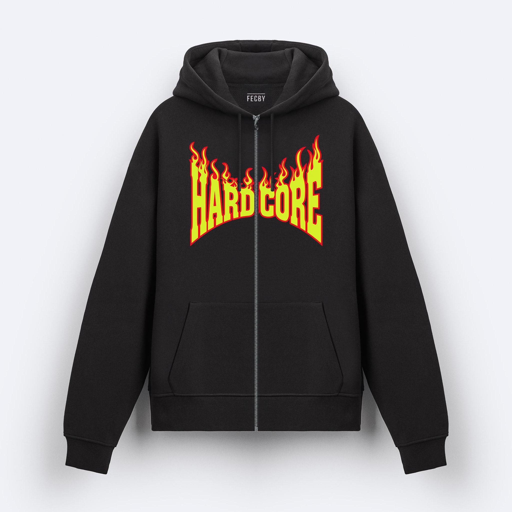 Hardcore Fire Fermuarlı Hoodie