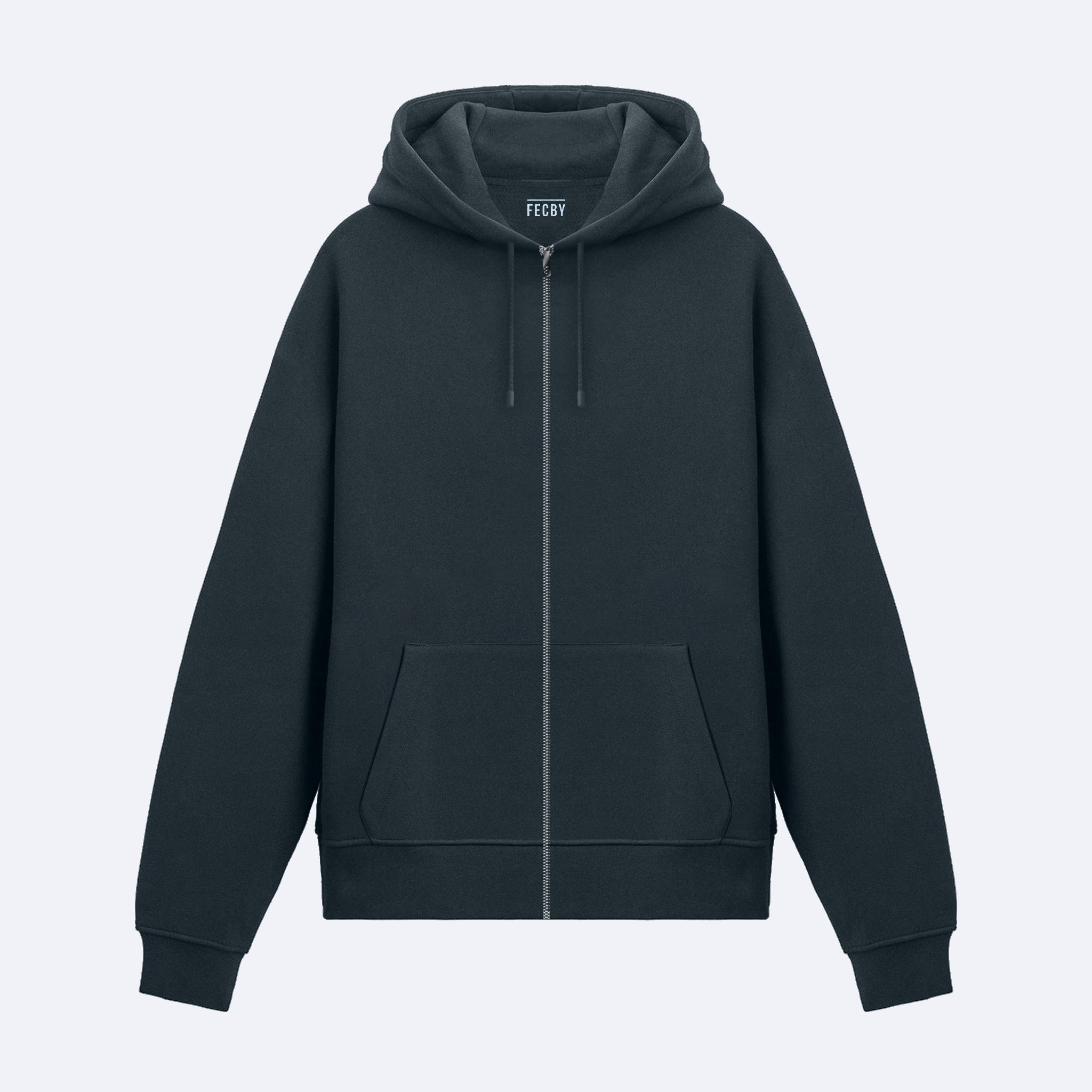 Basic Füme Fermuarlı Hoodie