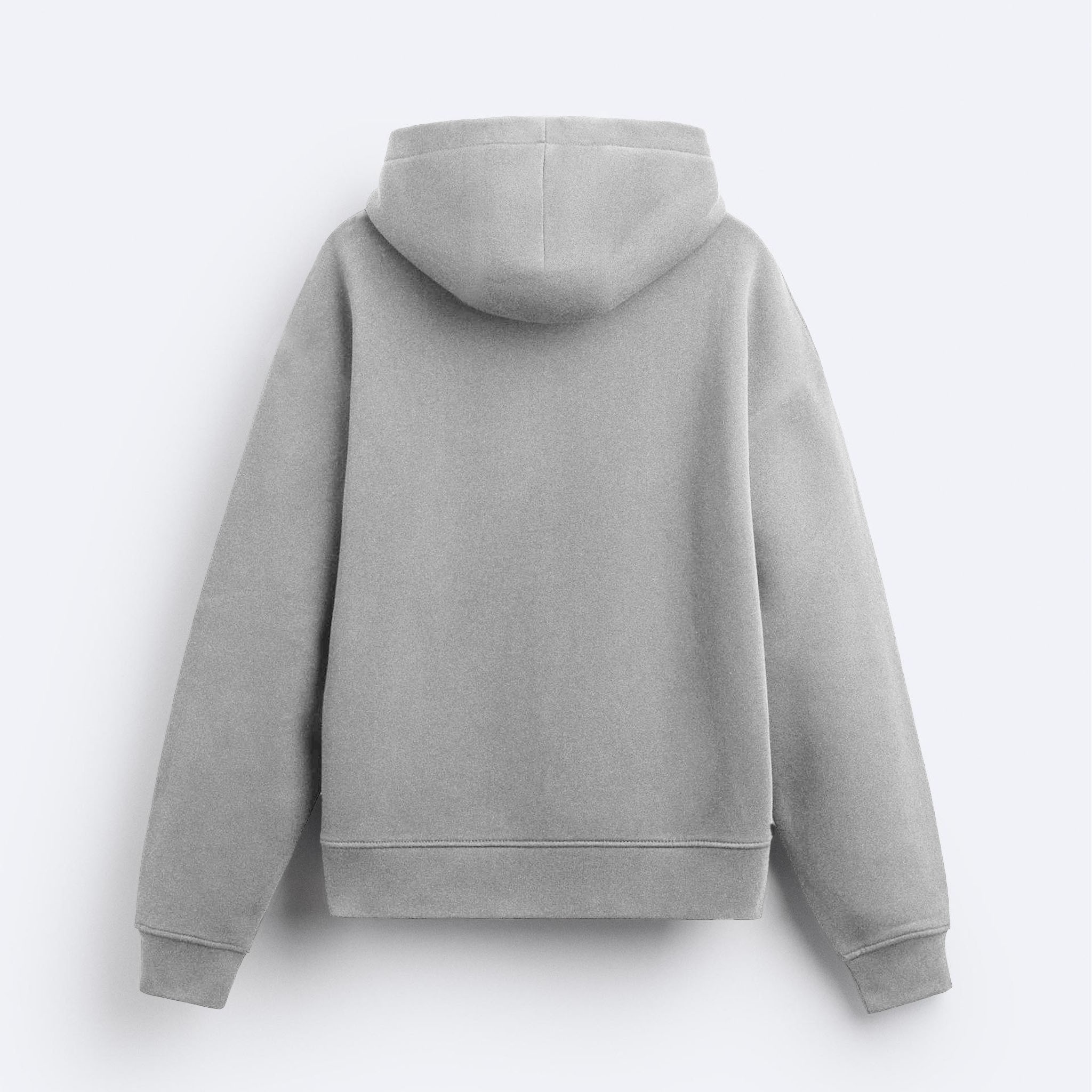 Basic Gri Fermuarlı Hoodie