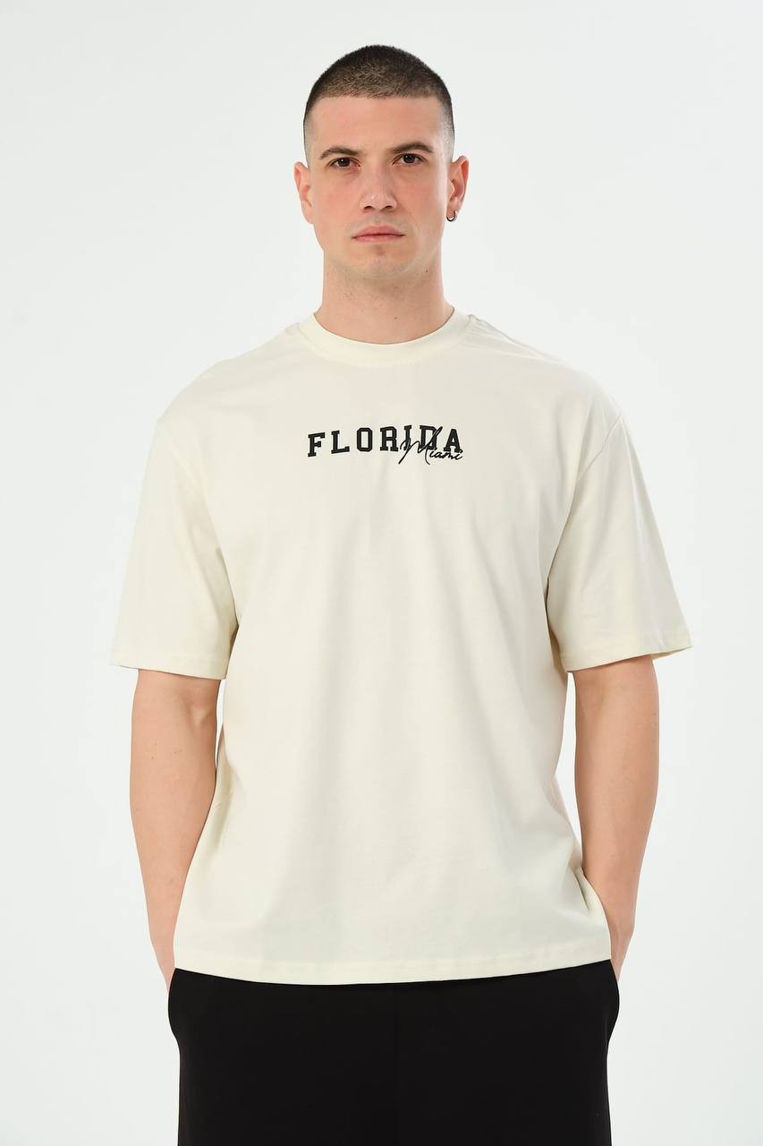 StreetWear Bol Kesim Florida Bej Tişört 