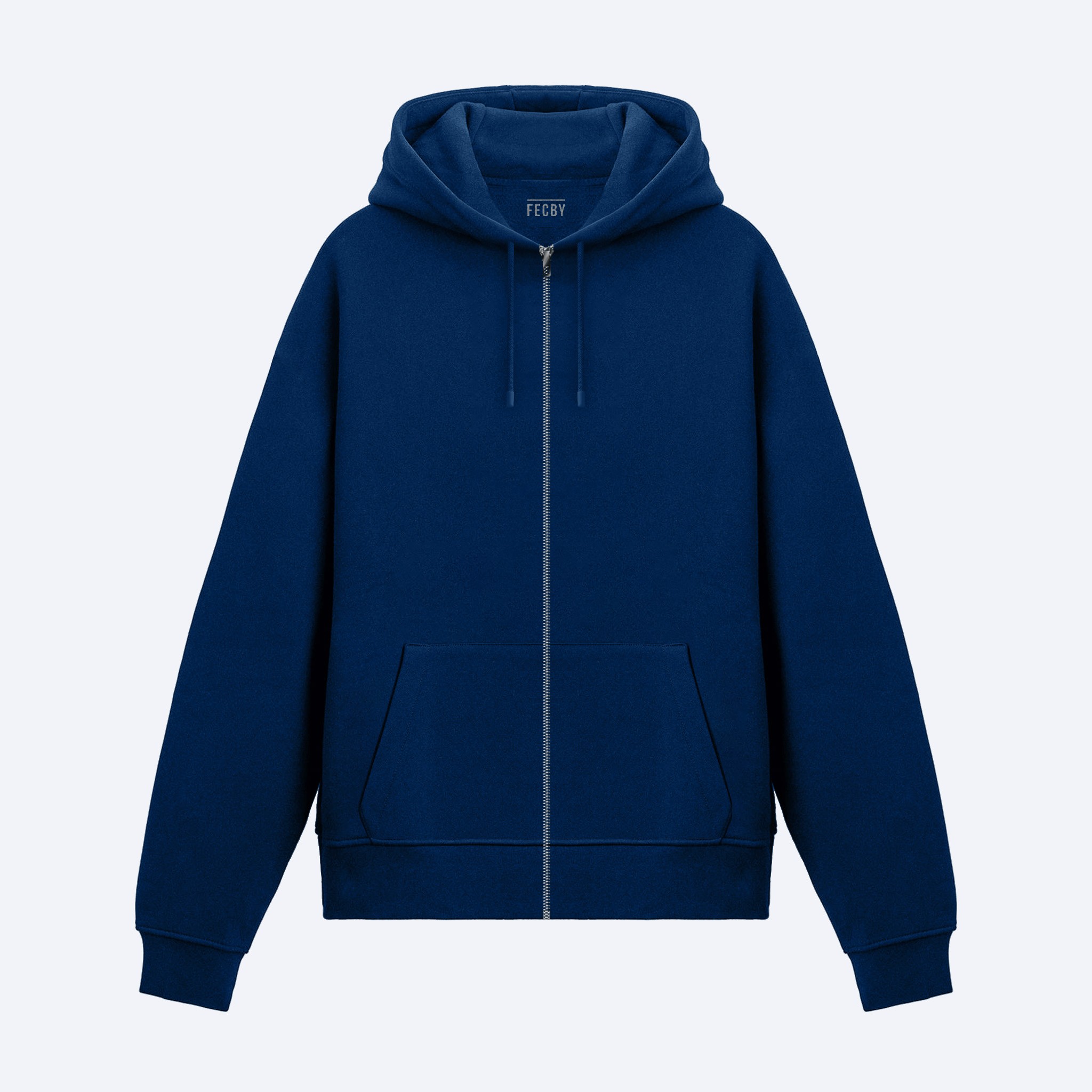 Basic Lacivert Fermuarlı Hoodie