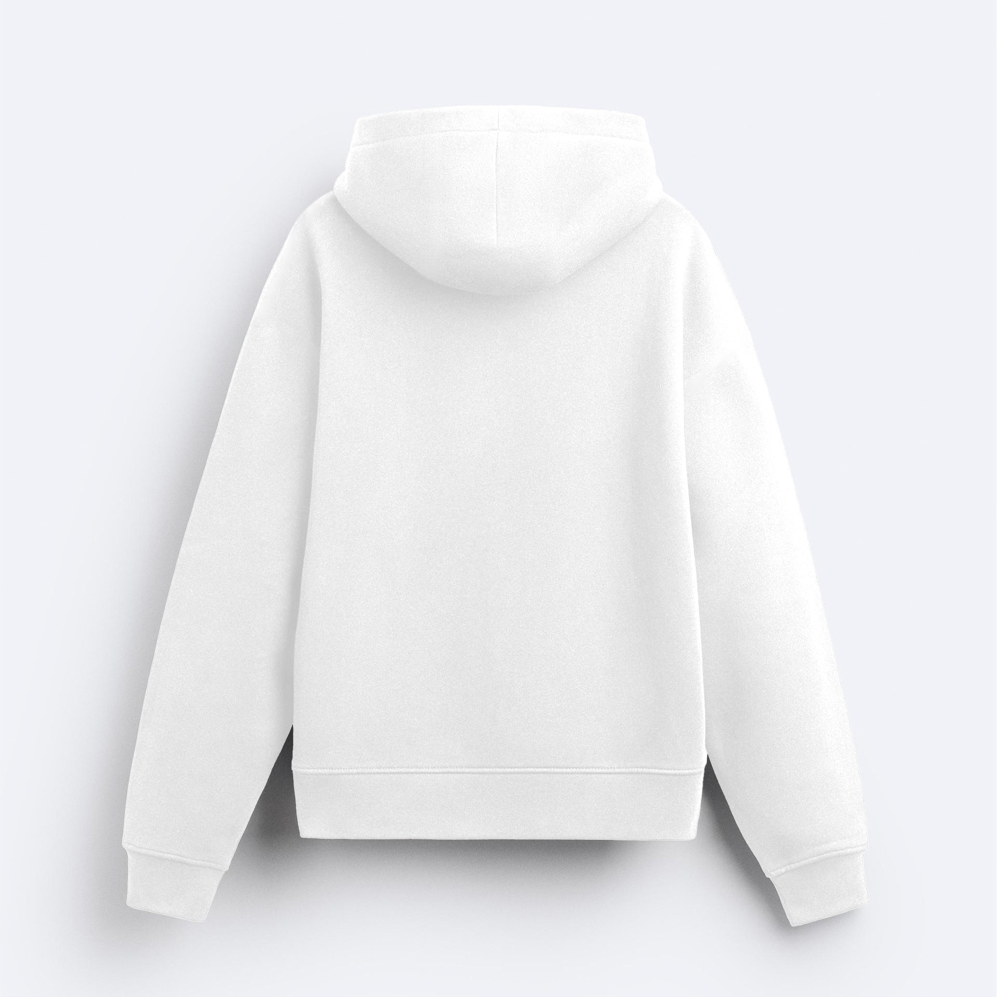 Basic Beyaz Fermuarlı Hoodie