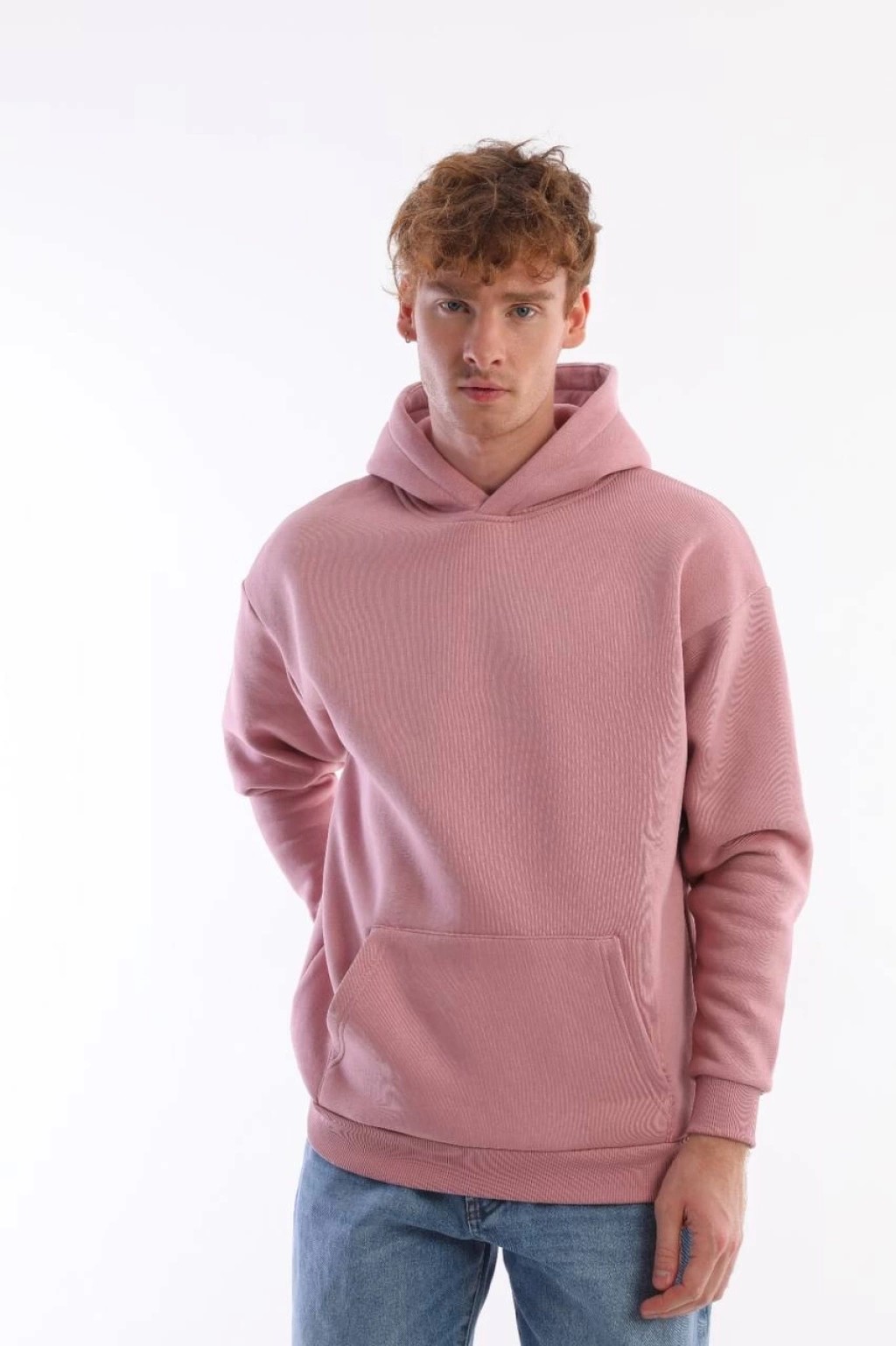 StreetWear Basic Pembe Kapşonlu Sweatshirt