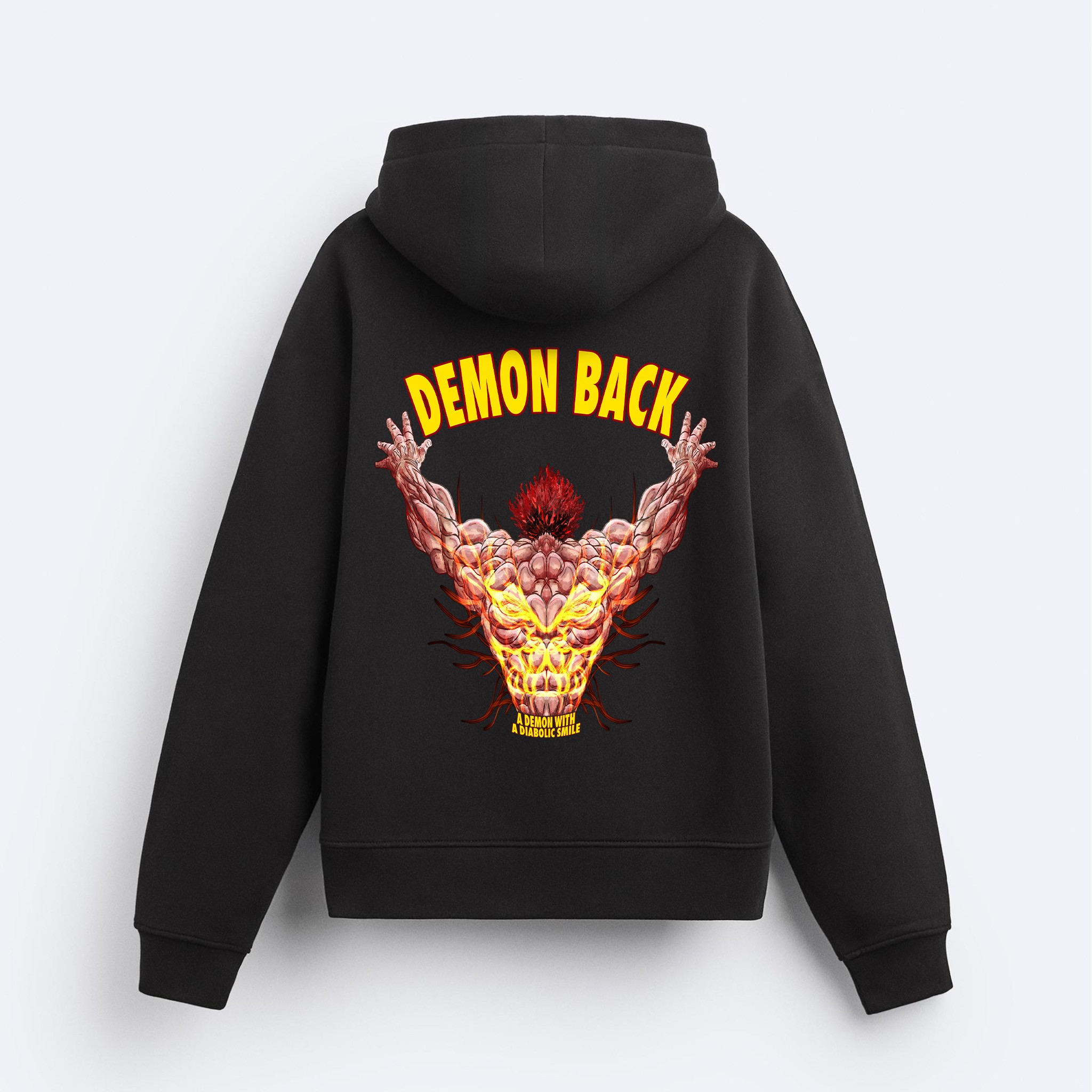 Demon Back Fermuarlı Hoodie