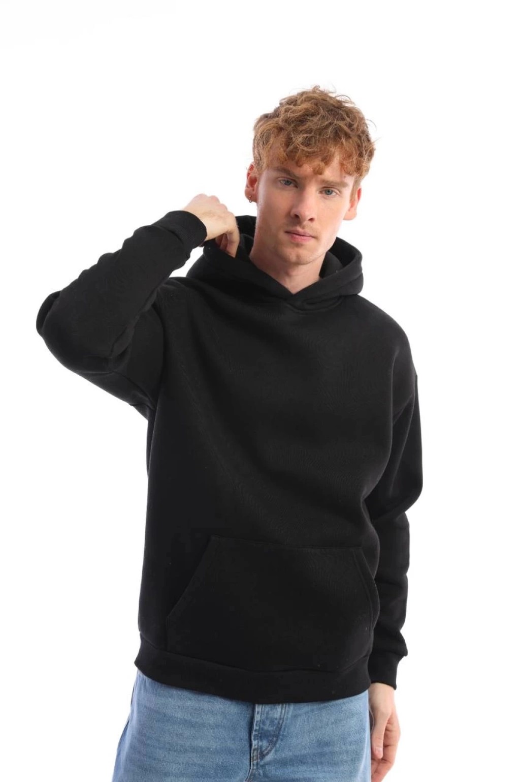 StreetWear Basic Siyah Kapşonlu Sweatshirt