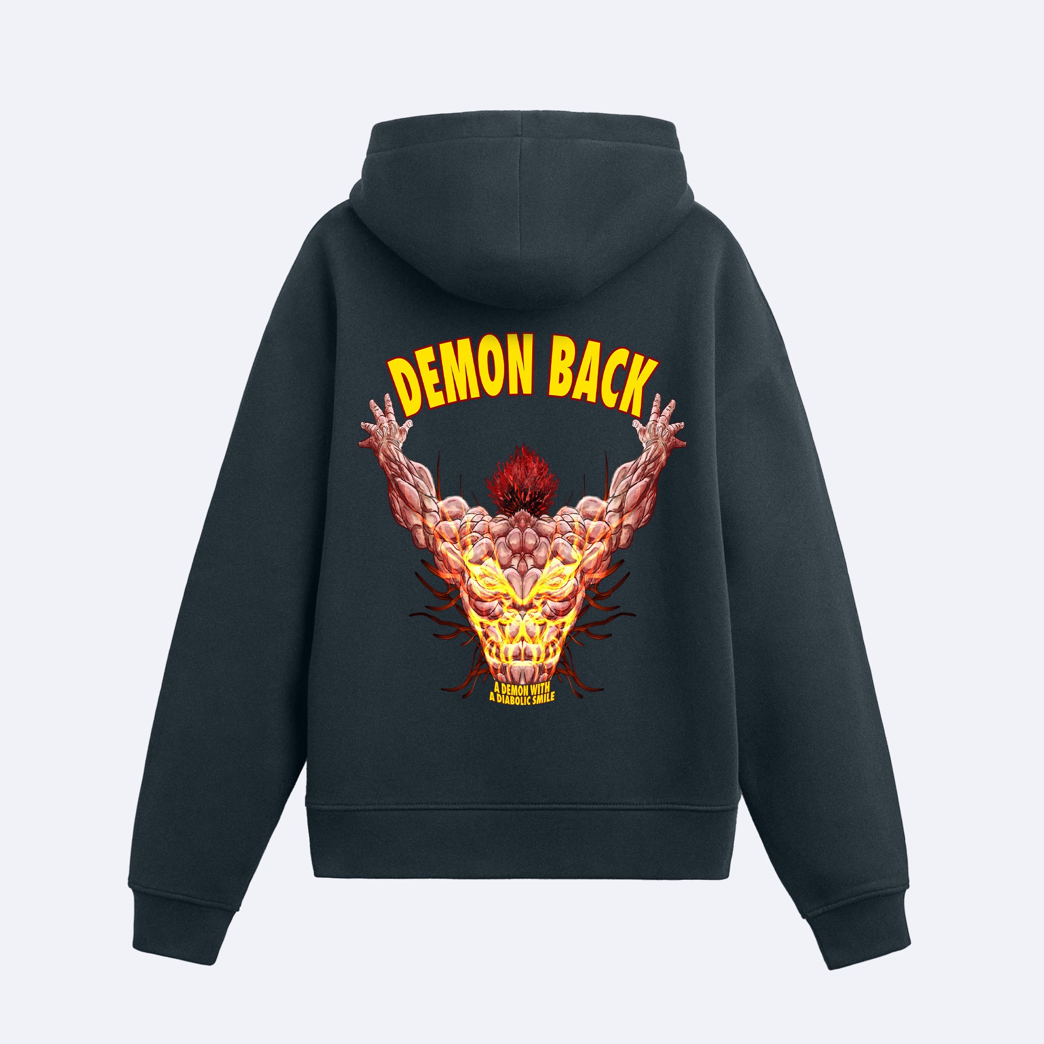 Demon Back Fermuarlı Hoodie