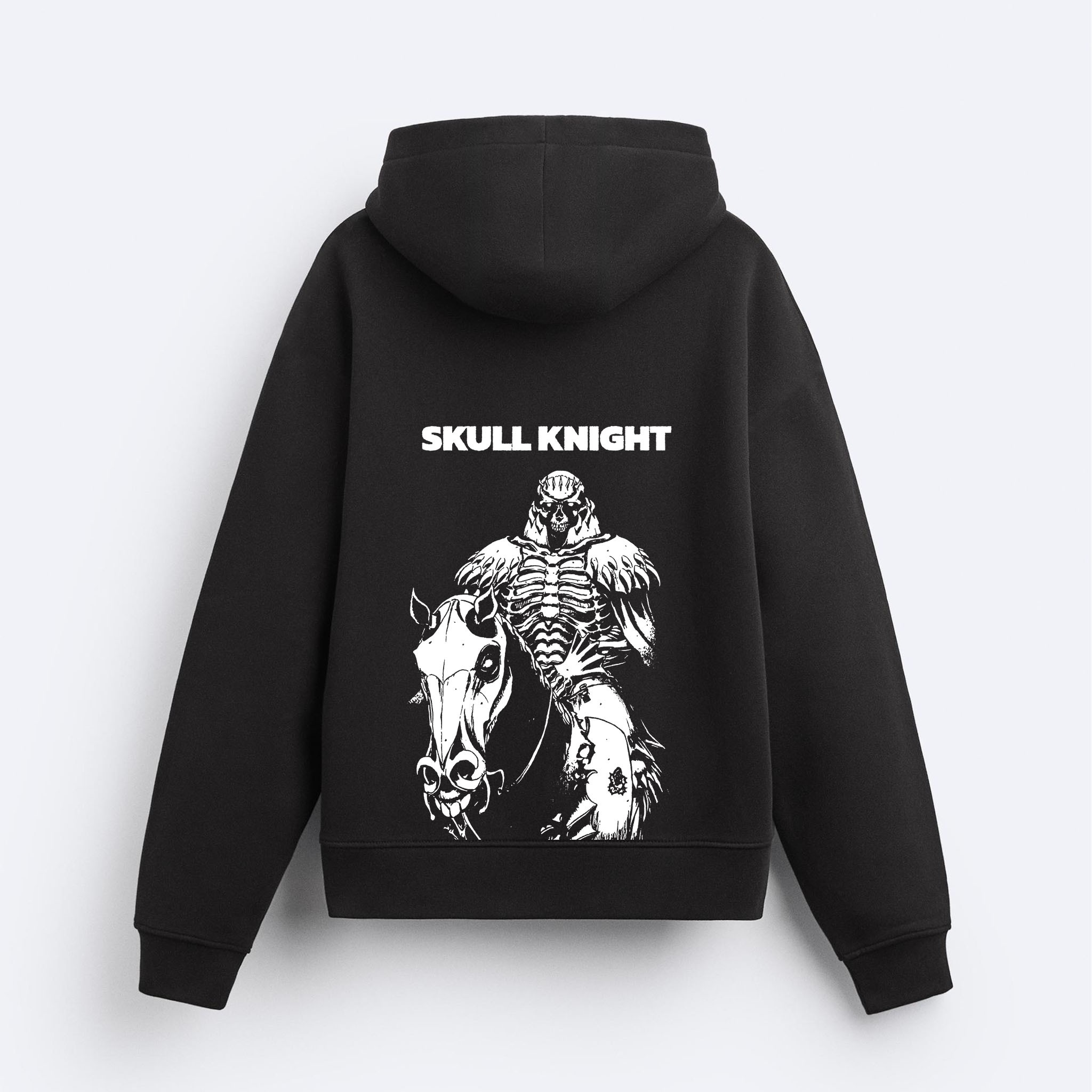 Skull Knight B&W Kapşonlu Sweatshirt