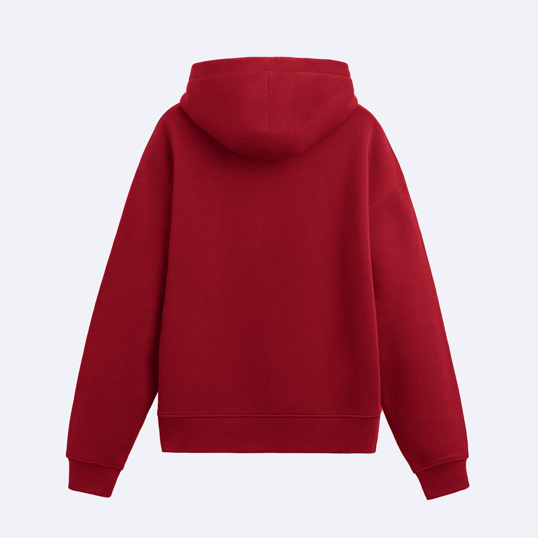 Basic Kırmızı Fermuarlı Hoodie