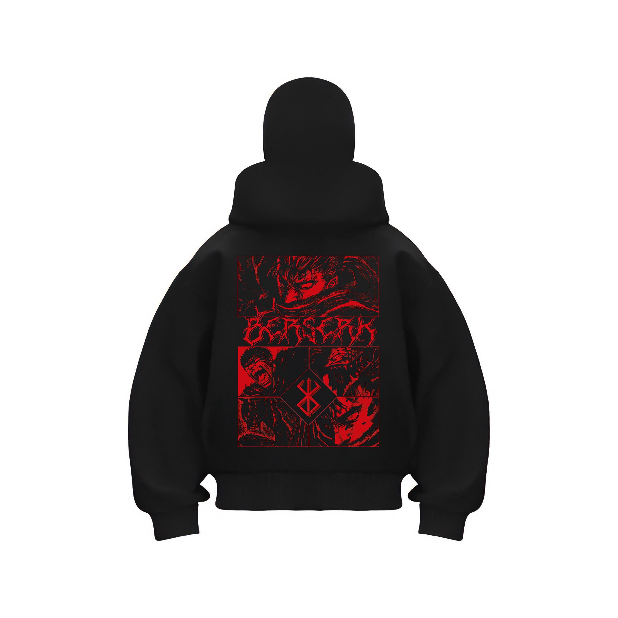 Berserk Red Ninja Kar Maskeli Fermuarlı Hoodie