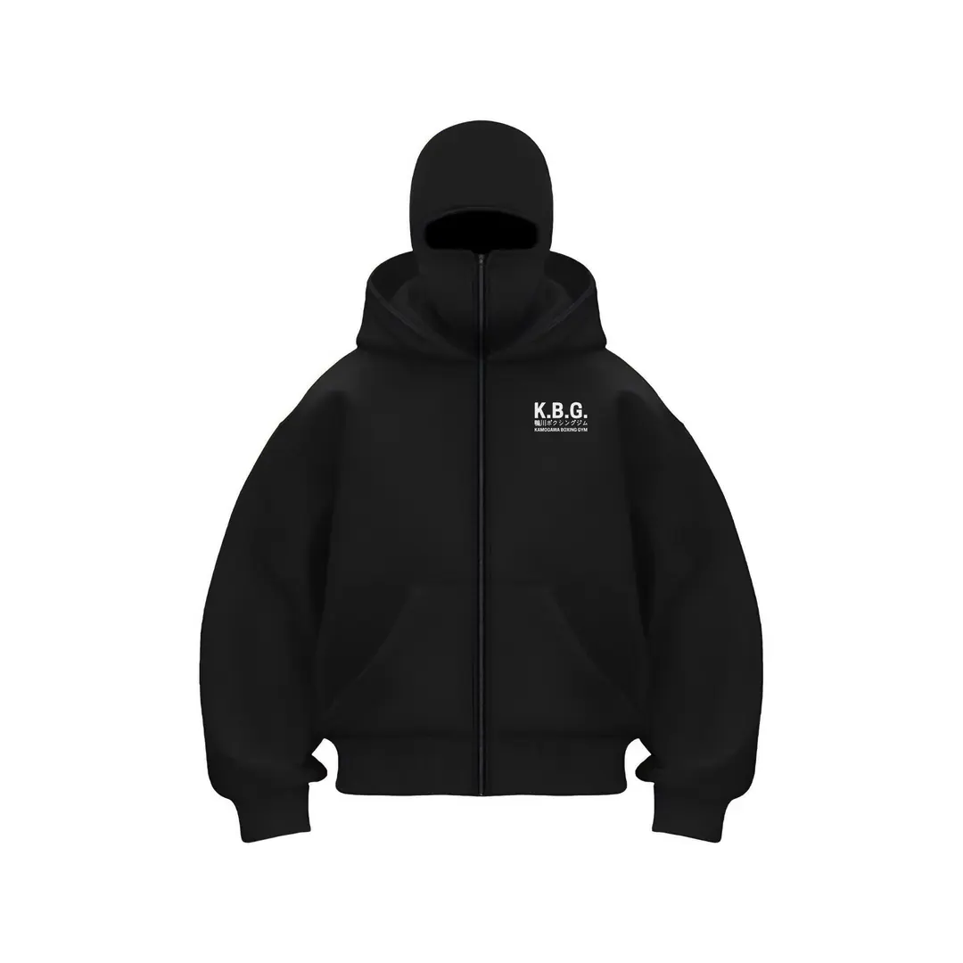 KBG LOGO Ninja Kar Maskeli Fermuarlı Hoodie