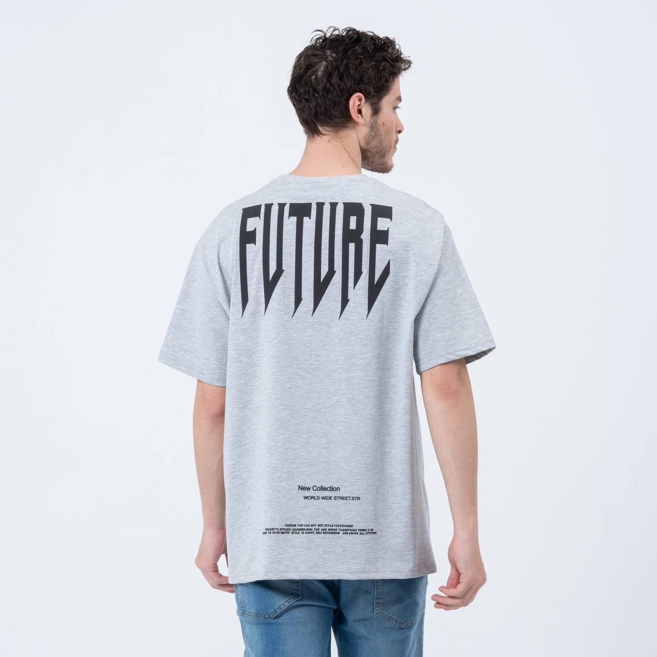 StreetWear Bol Kesim Future Gri Tişört 