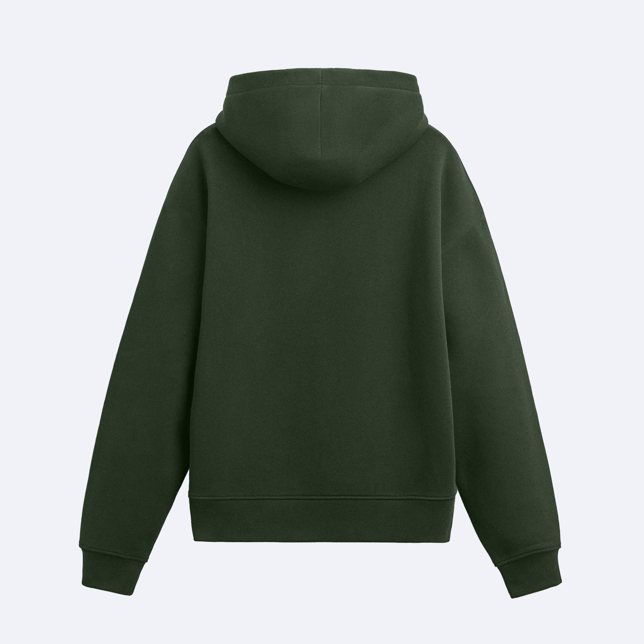 Basic Haki Fermuarlı Hoodie