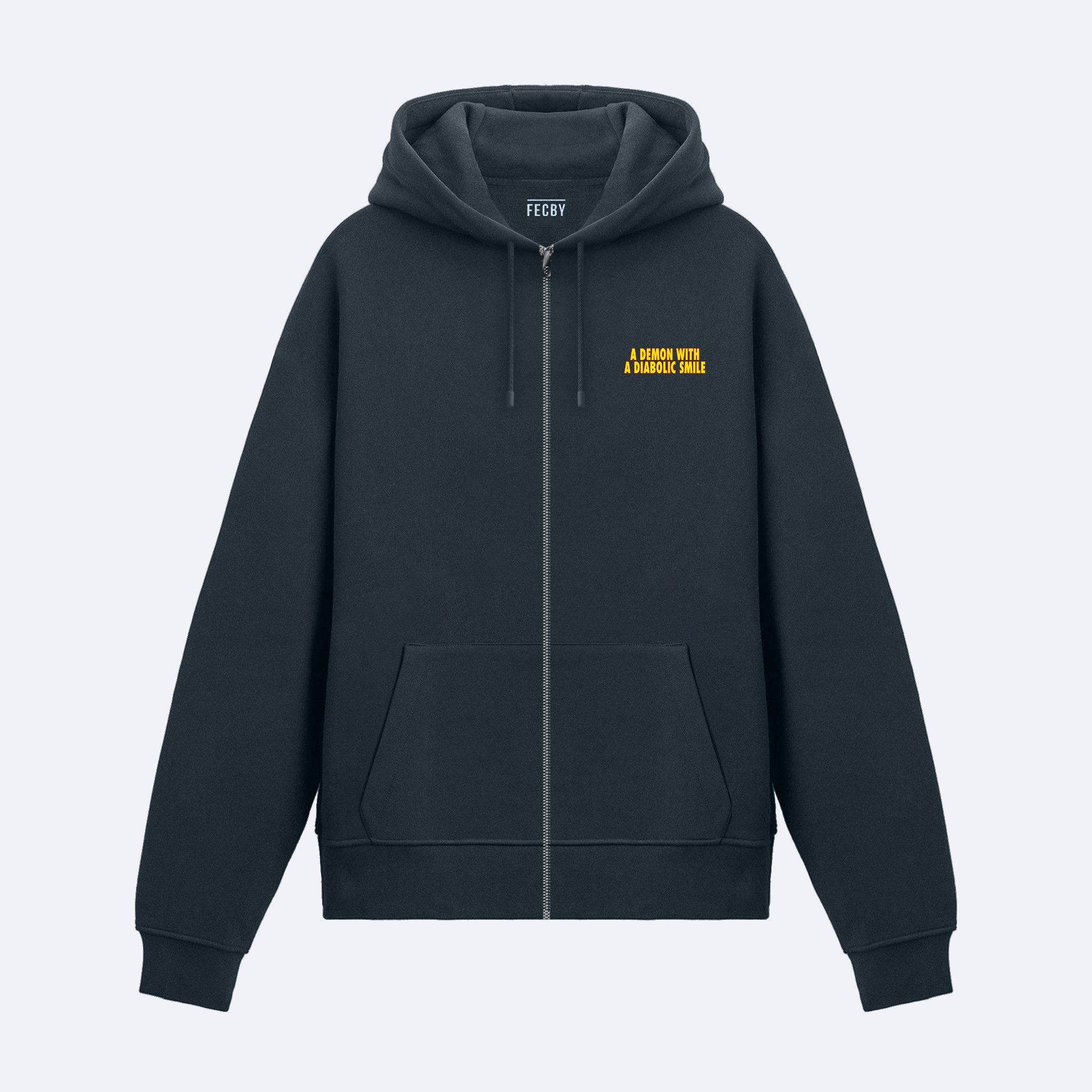 Demon Back Fermuarlı Hoodie