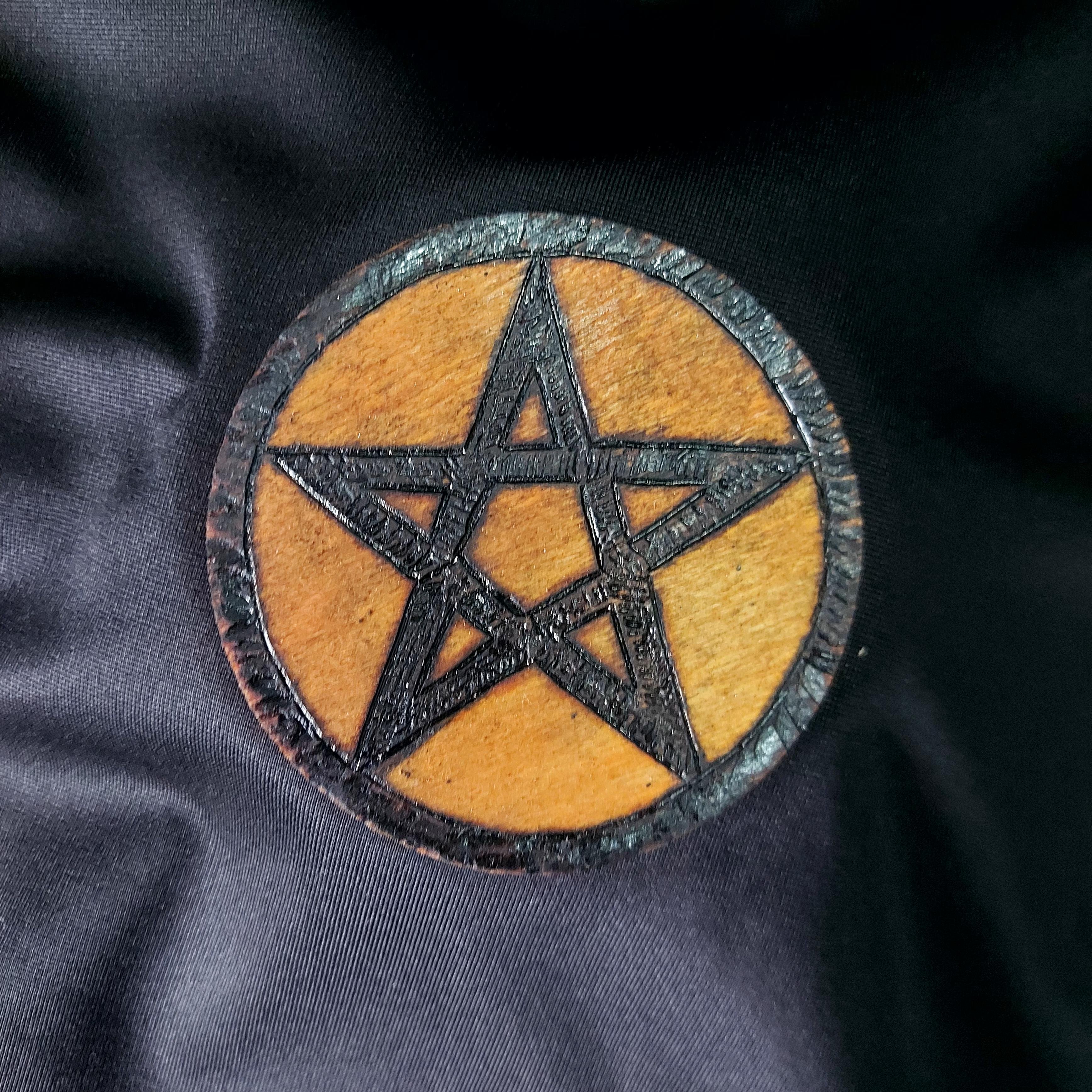 Ahşap Yakma Mini Pentagram Plaka