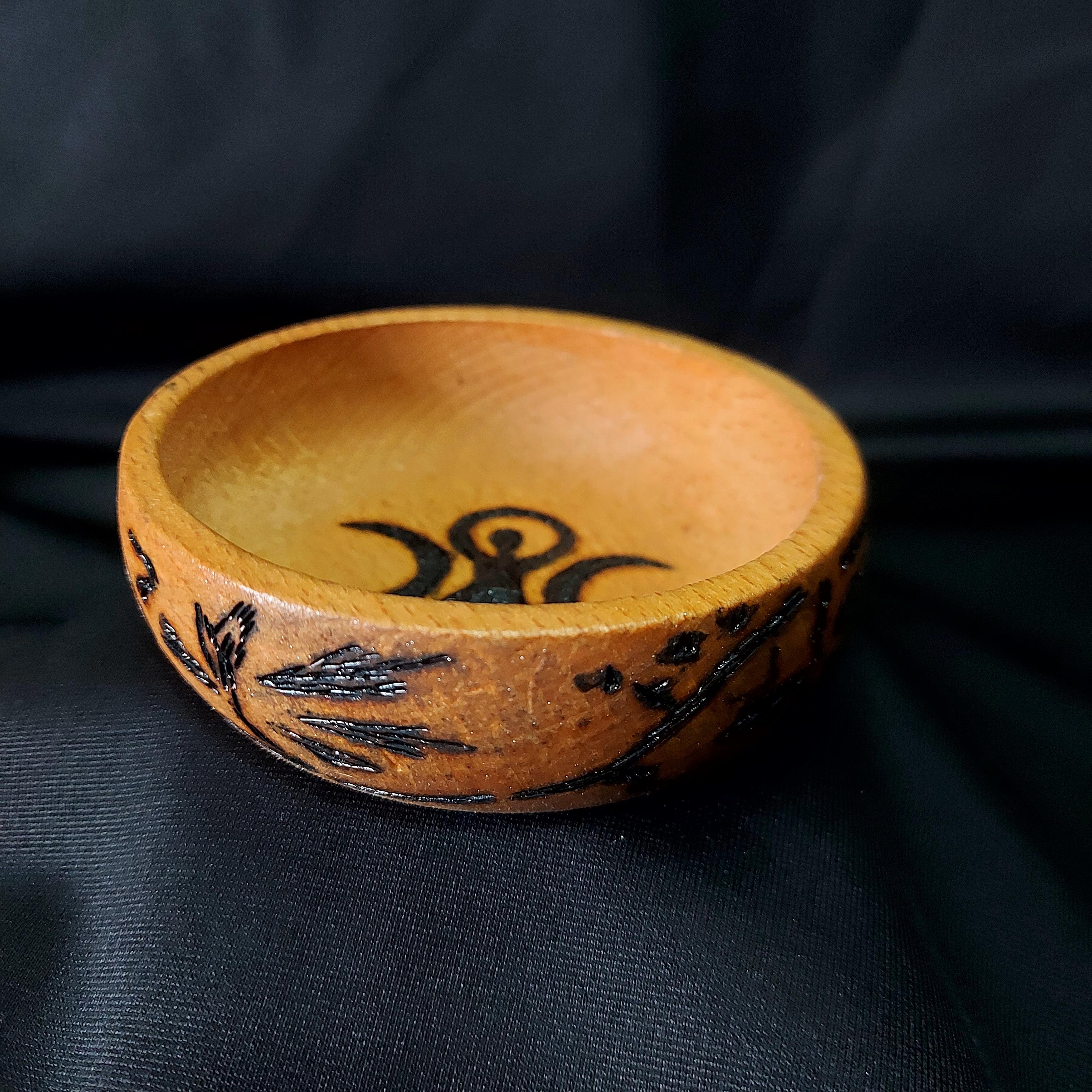 Doğal Yakma Ahşap Tanrıça Altar Kasesi