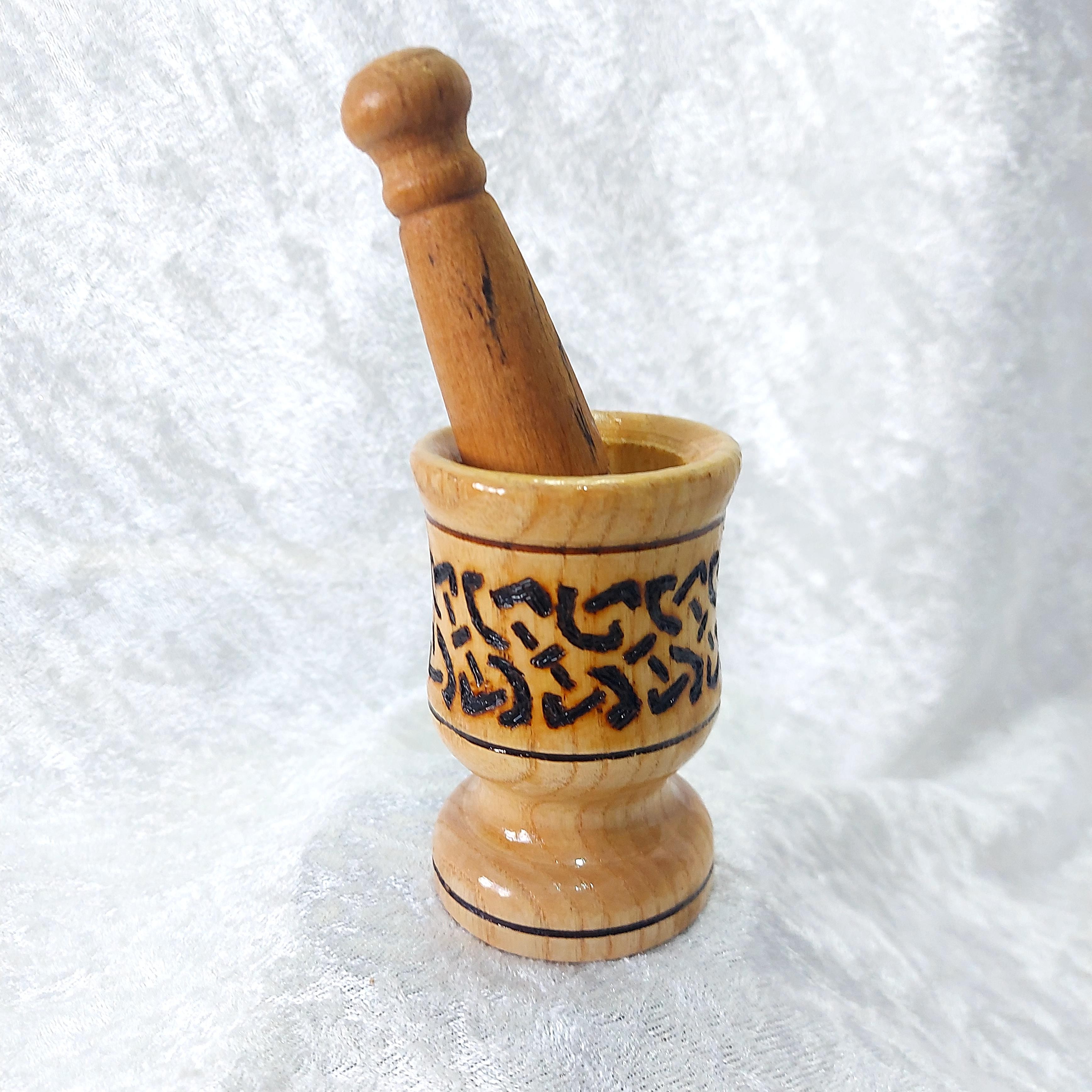 Ahşap Havan Yakma Desenli