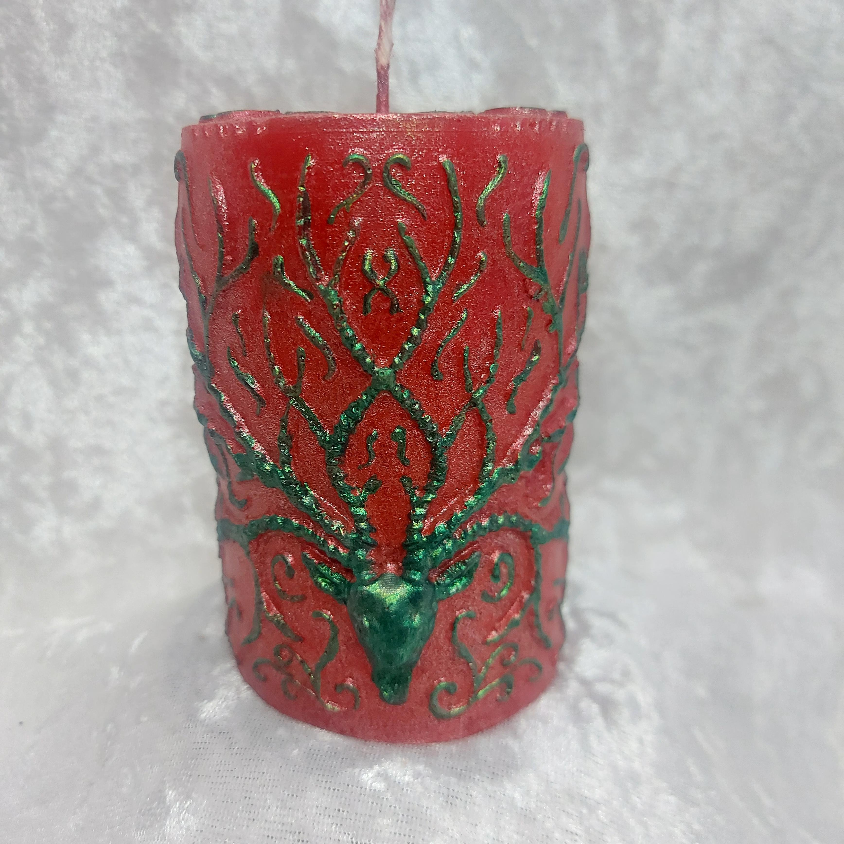 Deer Antlers Kütük Mum Kırmızı