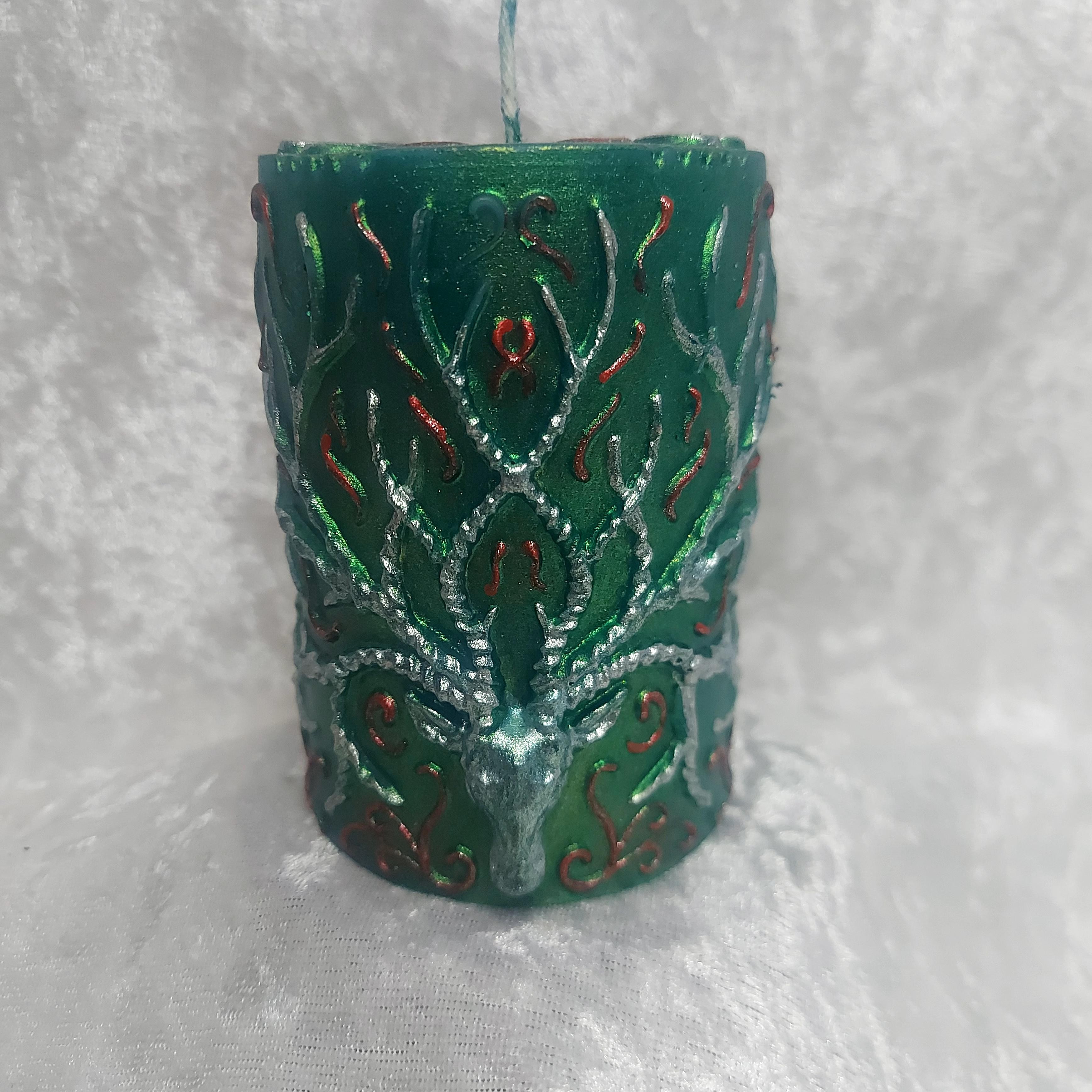Deer Antlers Kütük Mum Yeşil