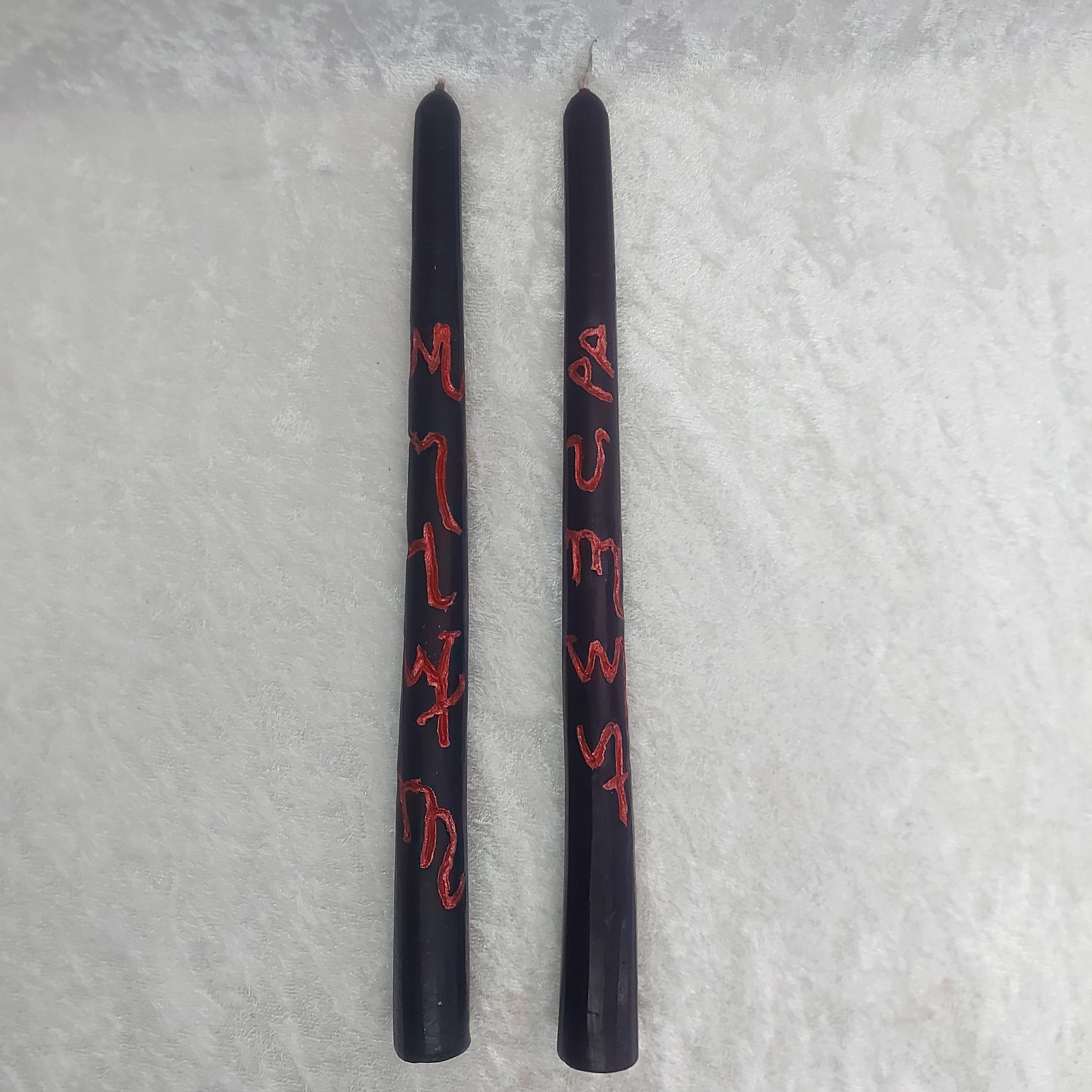 Black & Red  Ban Script Witch Craft Candles