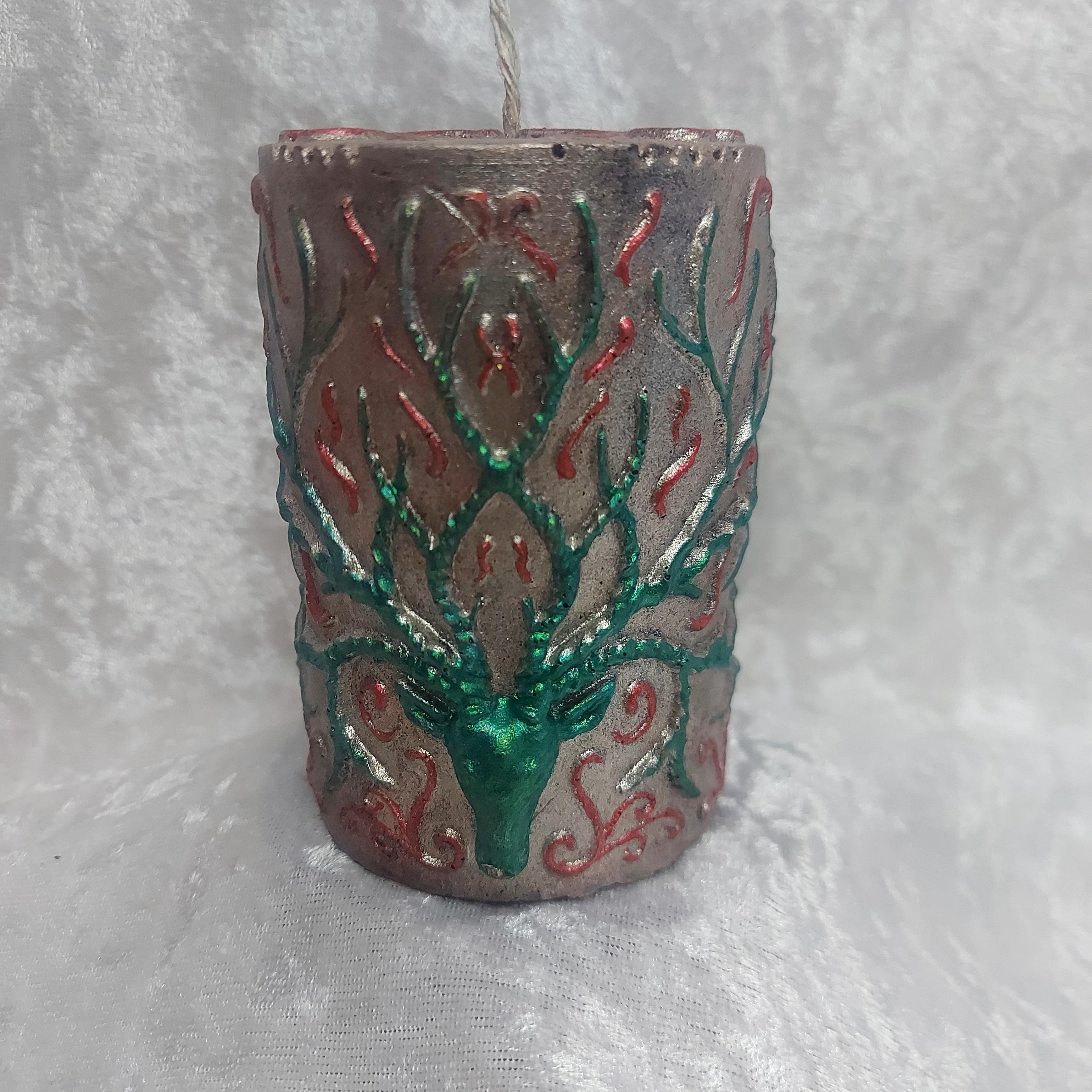Deer Antlers Kütük Mum Gümüş