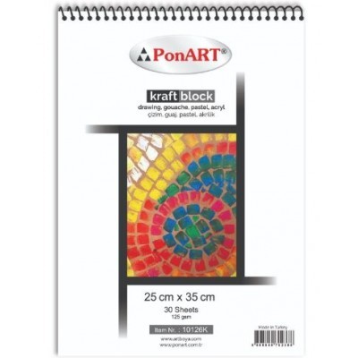 Ponart Kraft Blok Resim Defteri 125 gr 25x35 30 Yaprak