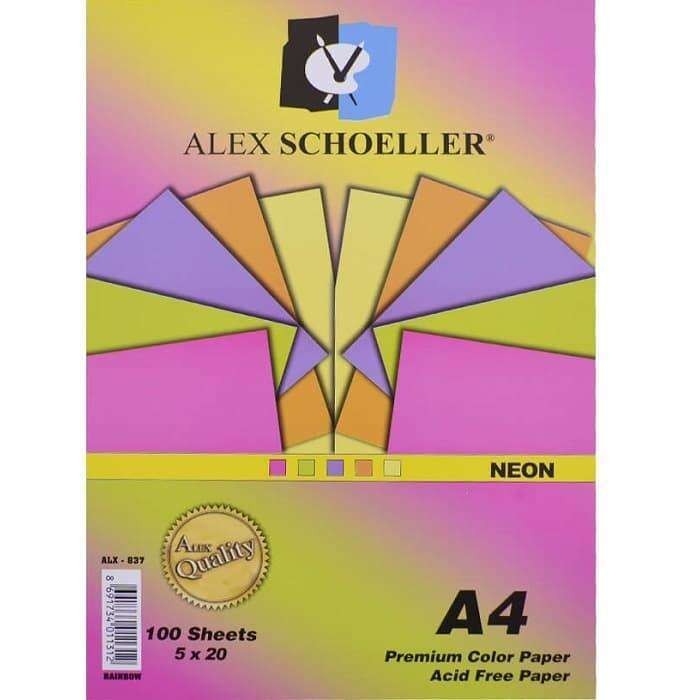 Alex Renkli A4 Kağıdı10 Renk 100`lü (Neon Renk Serisi)