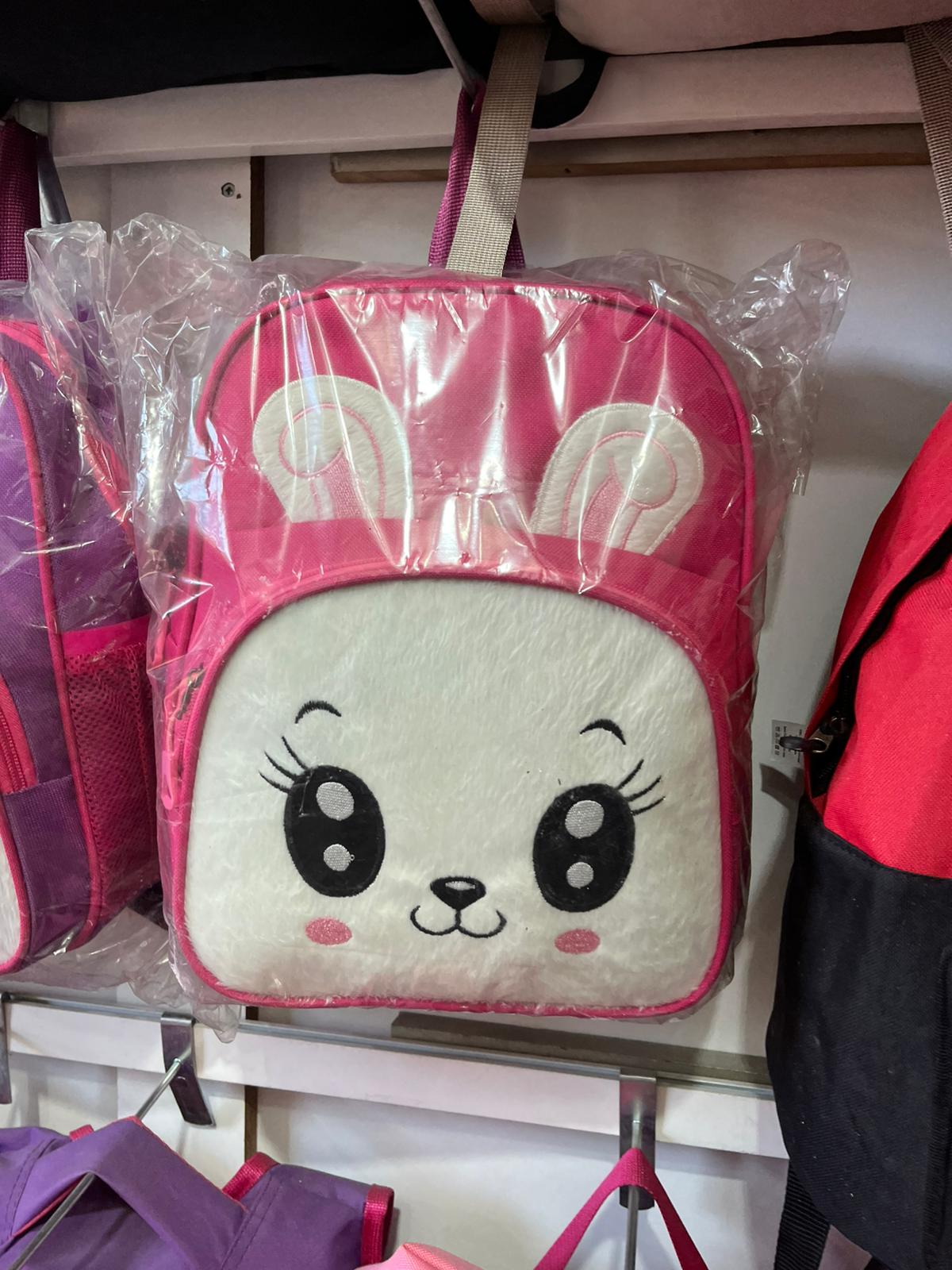 Peluşlu Tavşanlı Anaokul Çantası - Pembe