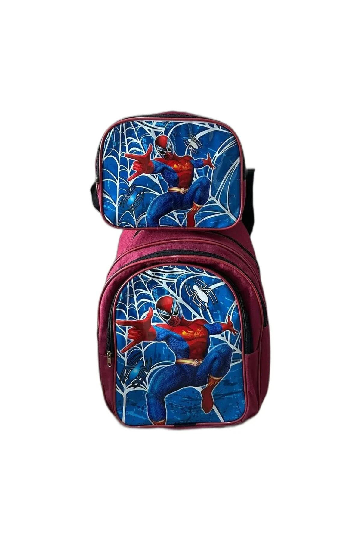 Örümcek Adam Baskı Beslenmeli Okul Çantası - BORDO1