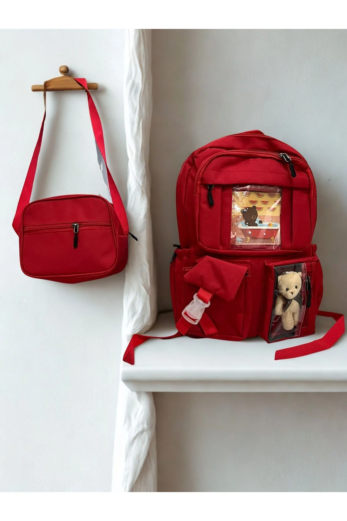 Kore Model Beslenmeli Çanta - Kırmızı