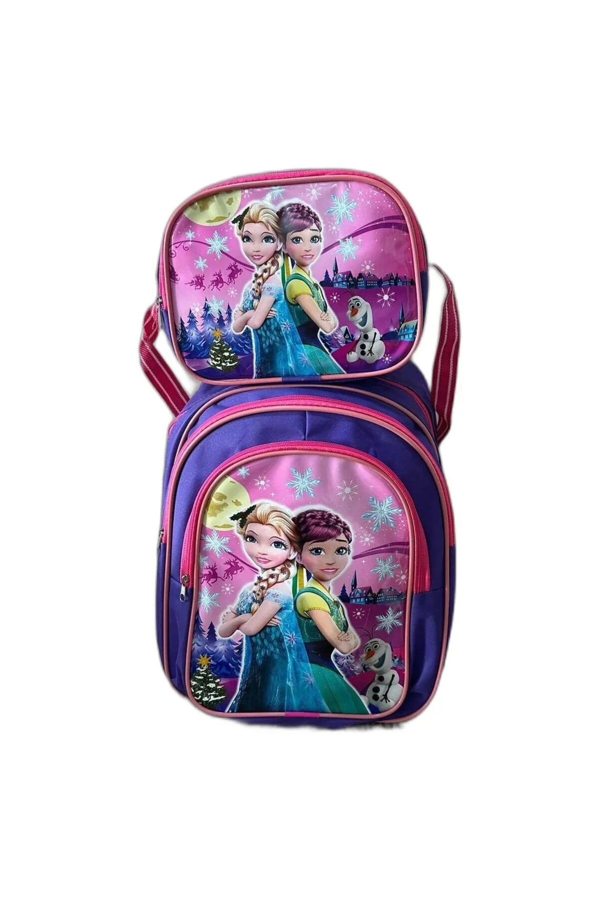 Prenses Baskı Beslenmeli Okul Çantası - Mor