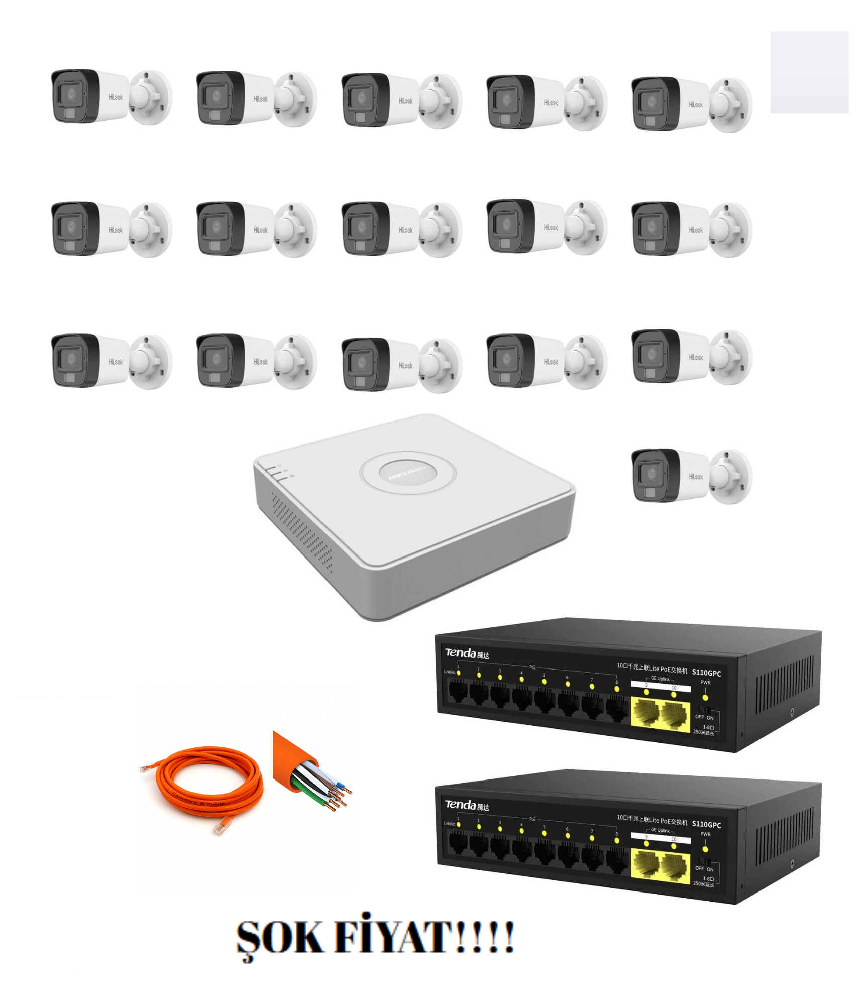Hikvision Hilook 16'lı IP Set Gece Renkli Görüşlü