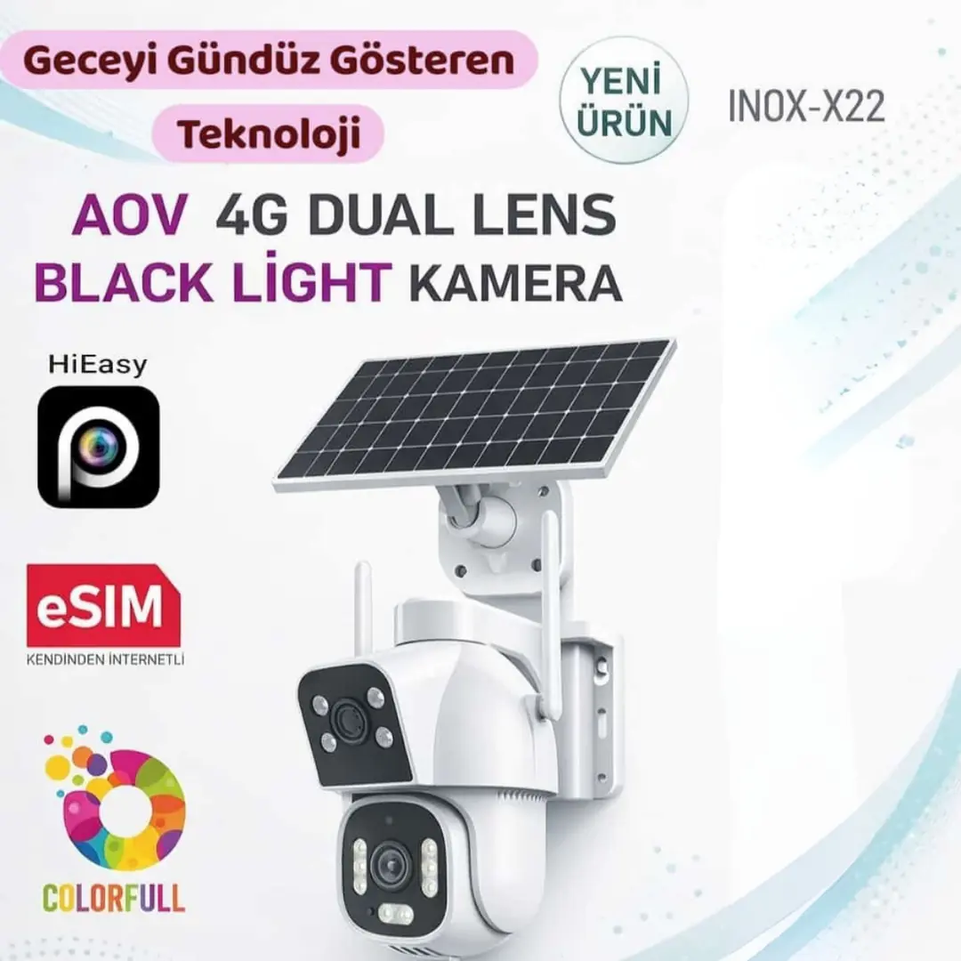 INOX X22 AOV 4G E-Simli 2 Kameralı Güneş Enerjili Güvenlik Kamerası