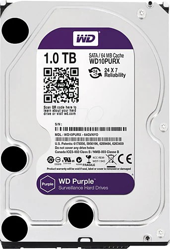 Western Digital Purple WD10PURX SATA 3.0 5400 RPM 3.5" 1 TB Harddisk