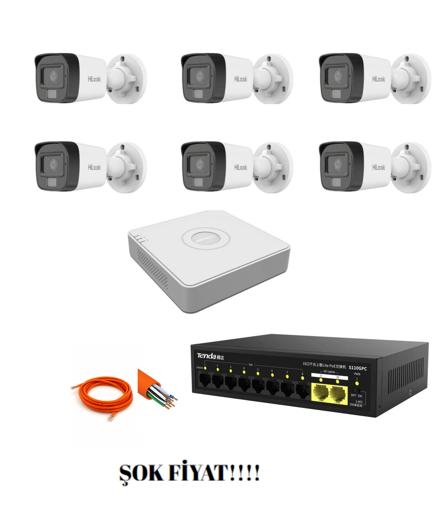 Hikvision Hilook 6'lı IP Set Gece Renkli Görüşlü