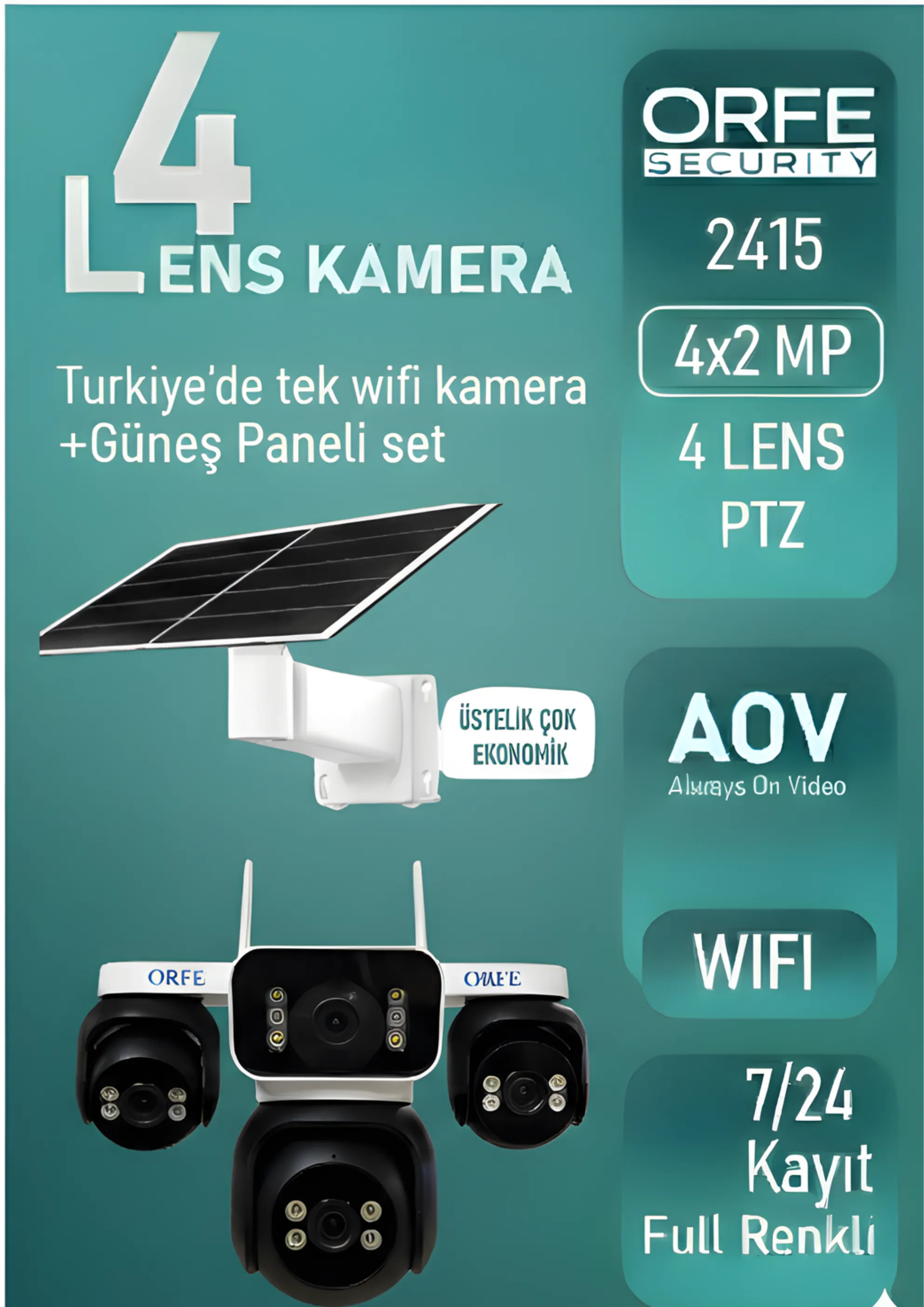 Güneş Panelli Wifi Güvenlik Kamerası