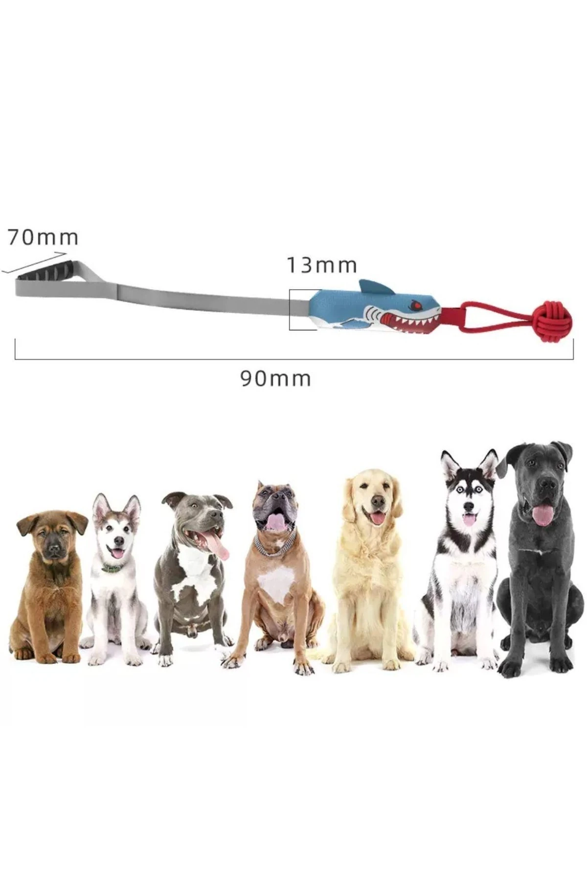 Köpek Için Sesli Halat Çekiş Stres Oyuncağı Köpek Balığı Şeklinde Kemirme Ve Isırma Oyuncağı