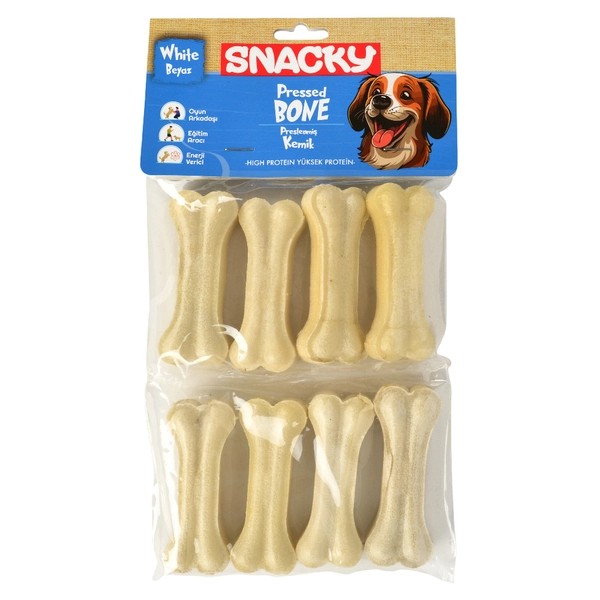 Snacky Beyaz Köpek Çiğneme Kemiği 8li (7,5cm)