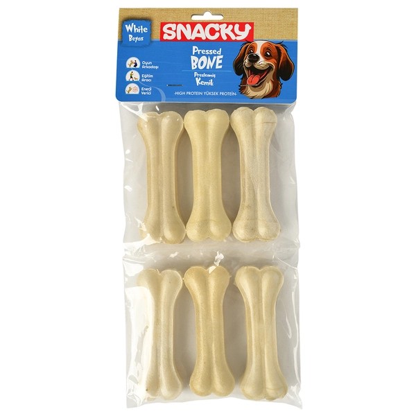Snacky Beyaz Köpekler İçin Çiğneme Kemiği 6'lı (10cm)