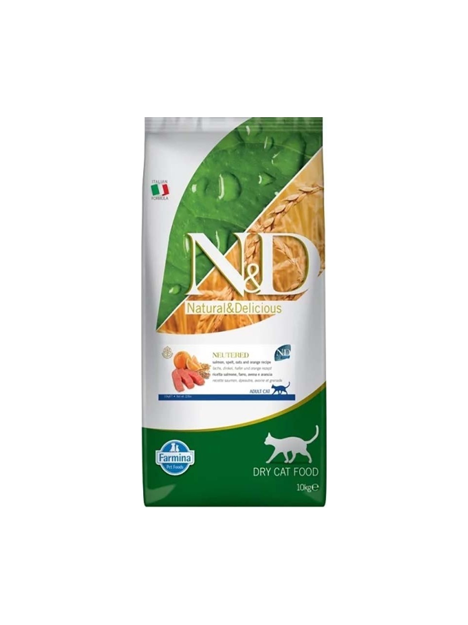 ND Nd Düşük Tahıllı Somon Balıklı Ve Portakallı Kısırlaştırılmış Yetişkin Kedi Maması 10 Kg