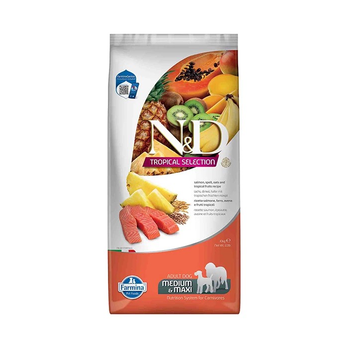 N & D Tropical Selection Somonlu Orta ve Büyük Irk Yetişkin Köpek Maması 10kg