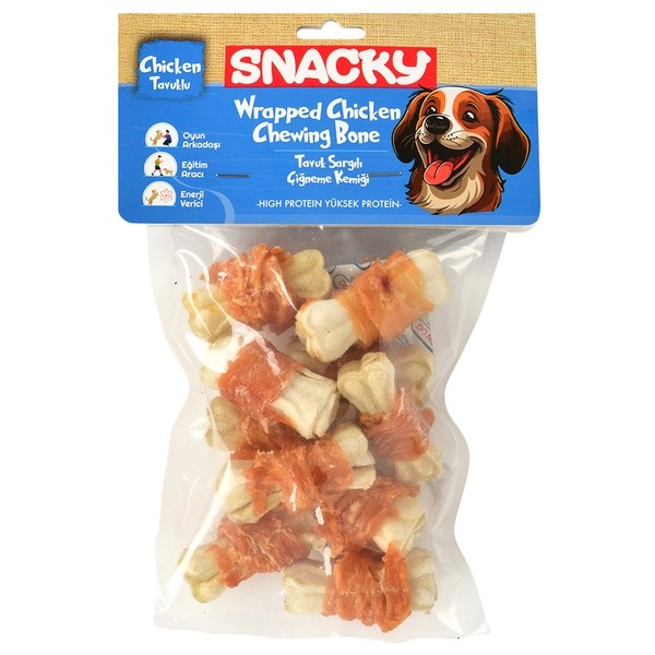Snacky Beyaz Tavuk Sargılı Köpek Ödülü 10'lu 5cm (120gr)
