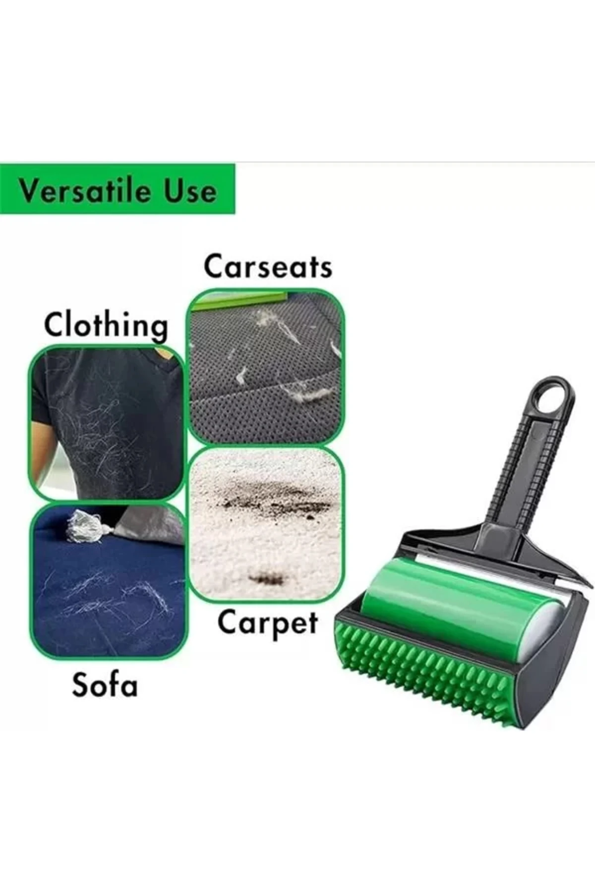 Kedi Köpek Tüyü Toplayıcı – 4 Fonksiyonlu, Tekrar Kullanılabilir Tüy Temizleme Rulosu