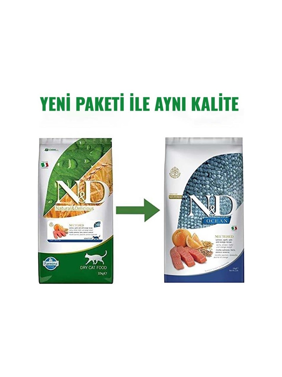 ND Nd Düşük Tahıllı Somon Balıklı Ve Portakallı Kısırlaştırılmış Yetişkin Kedi Maması 10 Kg