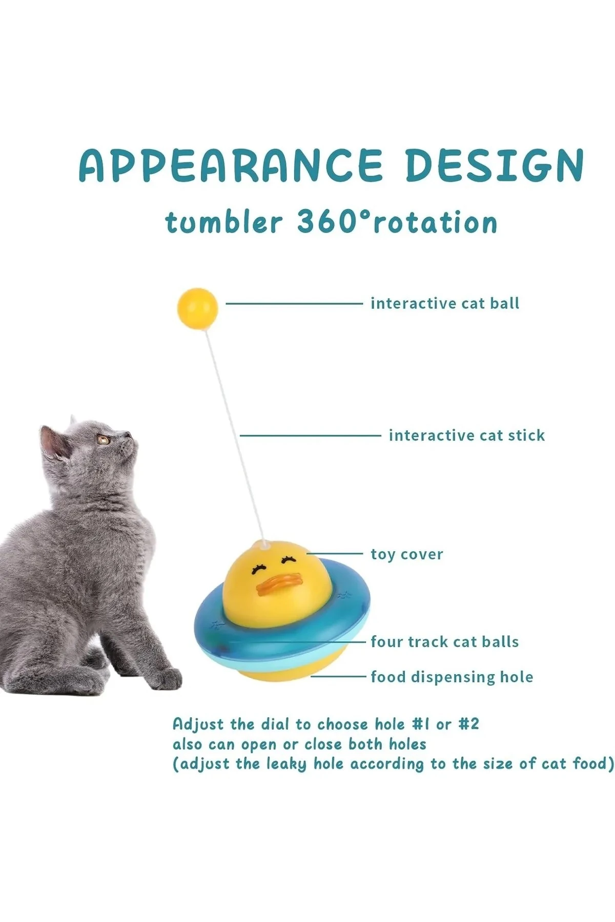 UFO Şekilli Ördek Mama Atıcı Kedi İnteraktif Oyuncak