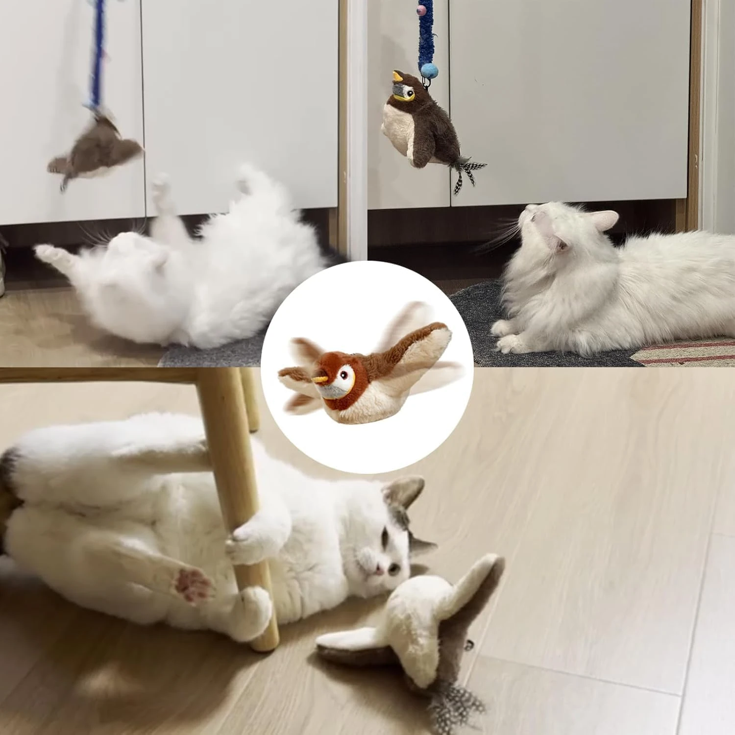 Şarjlı Hareketli Kuş Oyuncak Peluş, Kedi Oyuncağı Evcil Hayvanlar İçin Eğlenceli ve Zihinsel Uyarıcı