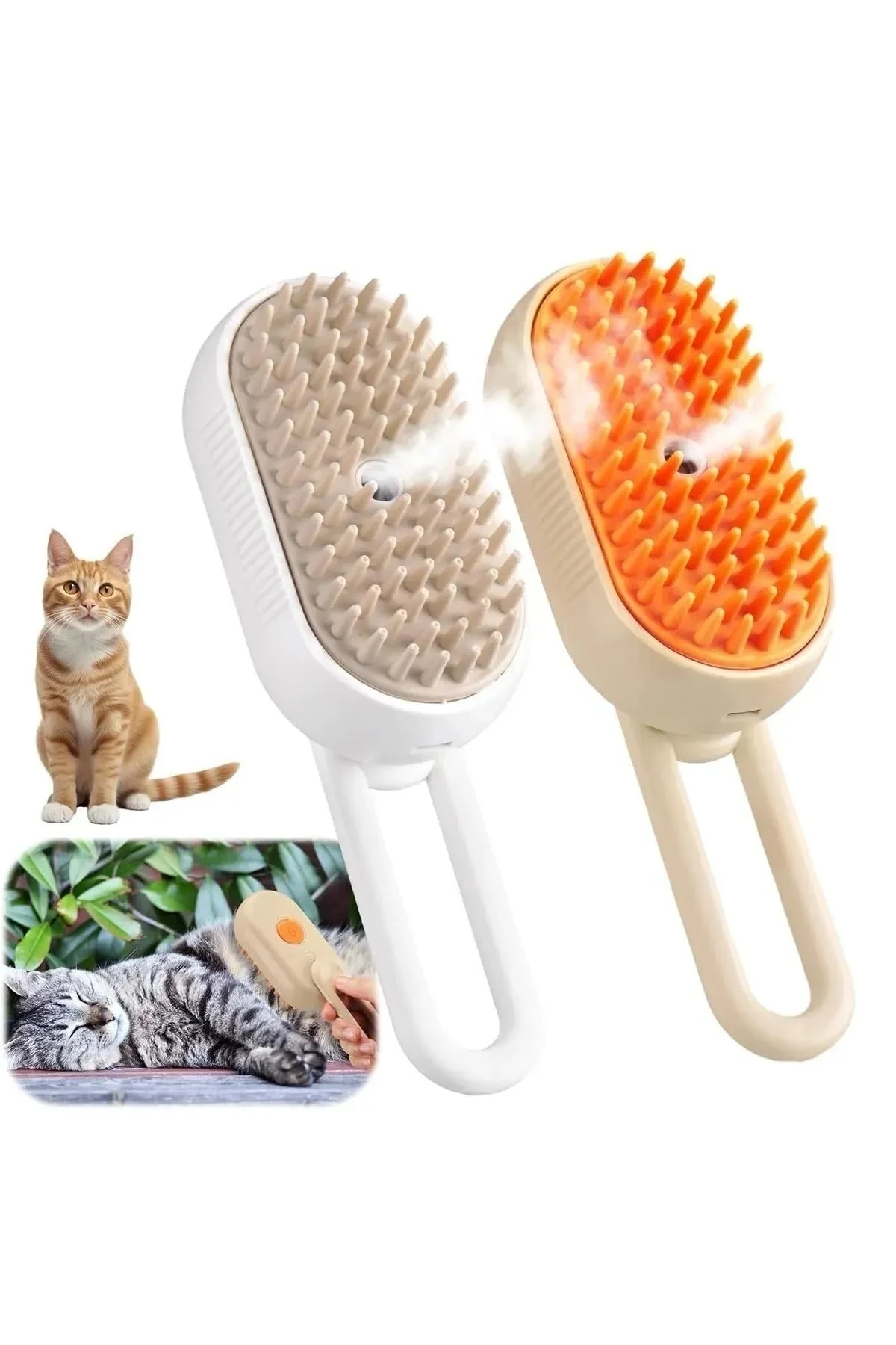 Saplı Buharlı Tarak Kedi & Köpek Yıkama Fırçası ( Karışık Renk )