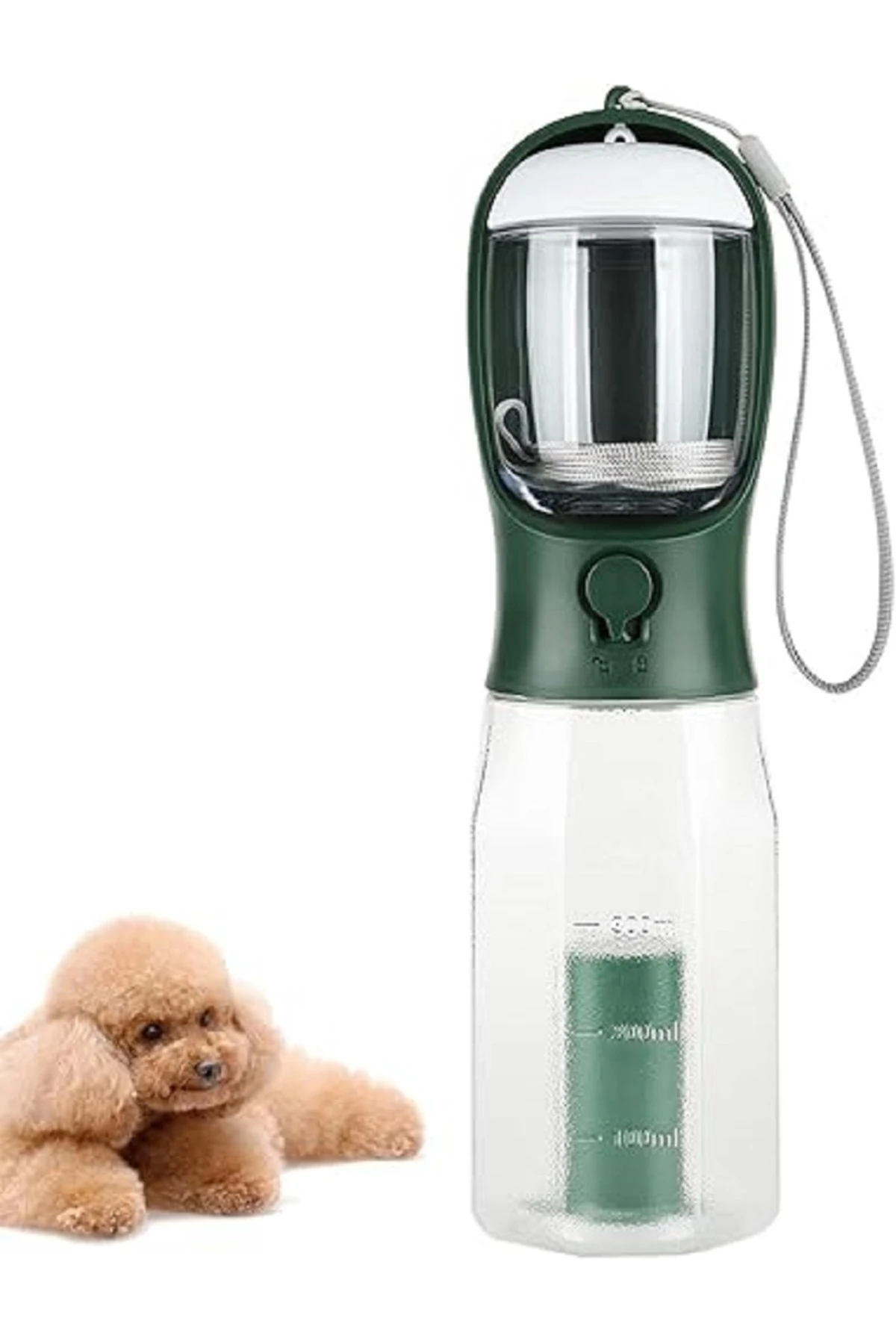 Evcil Hayvanlar İçin 350 ML Taşınabilir Su ve Mama Hazneli Seyahat Suluğu