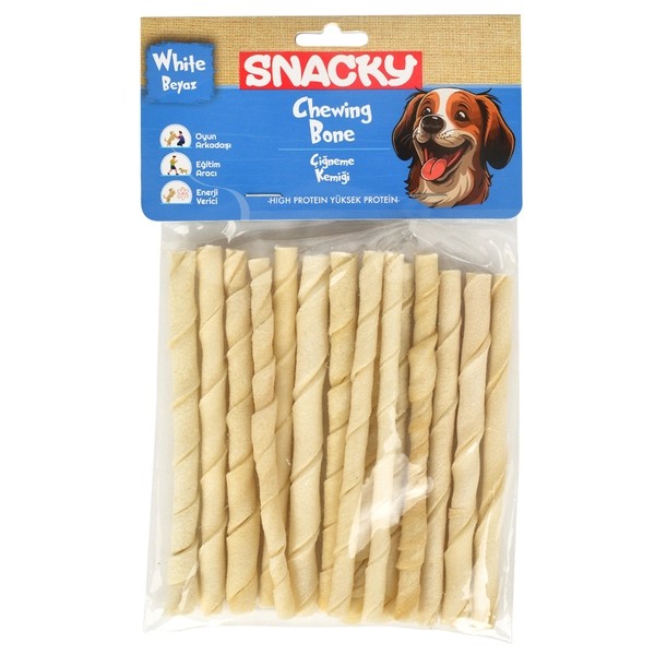 Snacky Beyaz Köpek Burgu Çubuk 15'li (13cm)