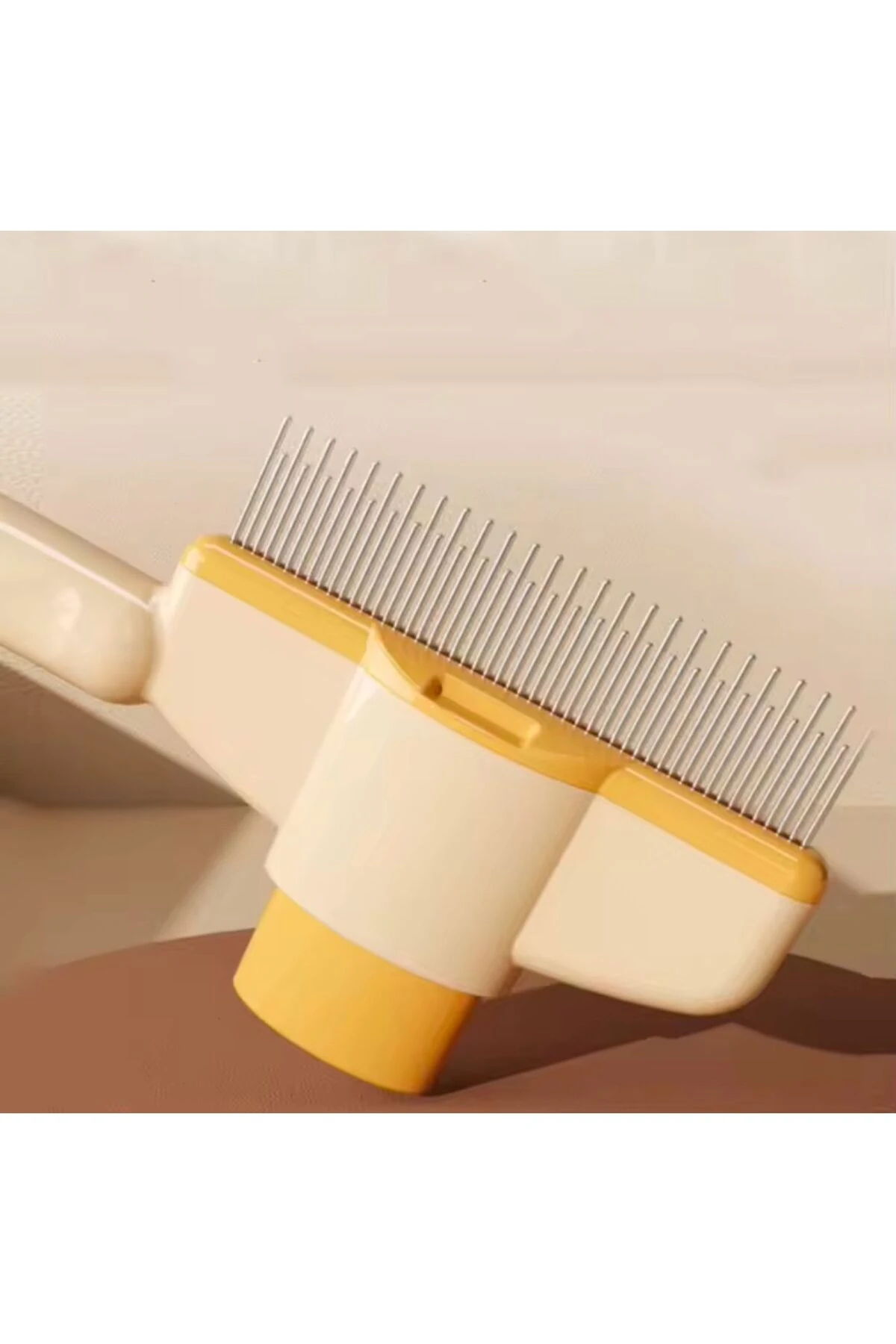 Otomatik Temizlenen Tuşlu Evcil Hayvan Fırçası Kedi Köpek Tüy Ve Pire Toplayıcı Basmalı Tarak