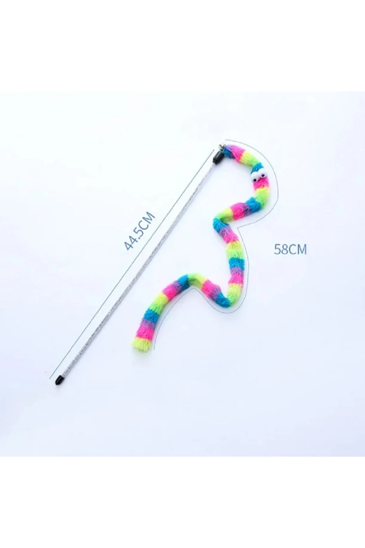 Evcil Hayvan Gökkuşağı Püsküllü Kedi Oltası – Dayanıklı Plastik Saplı Oyuncak